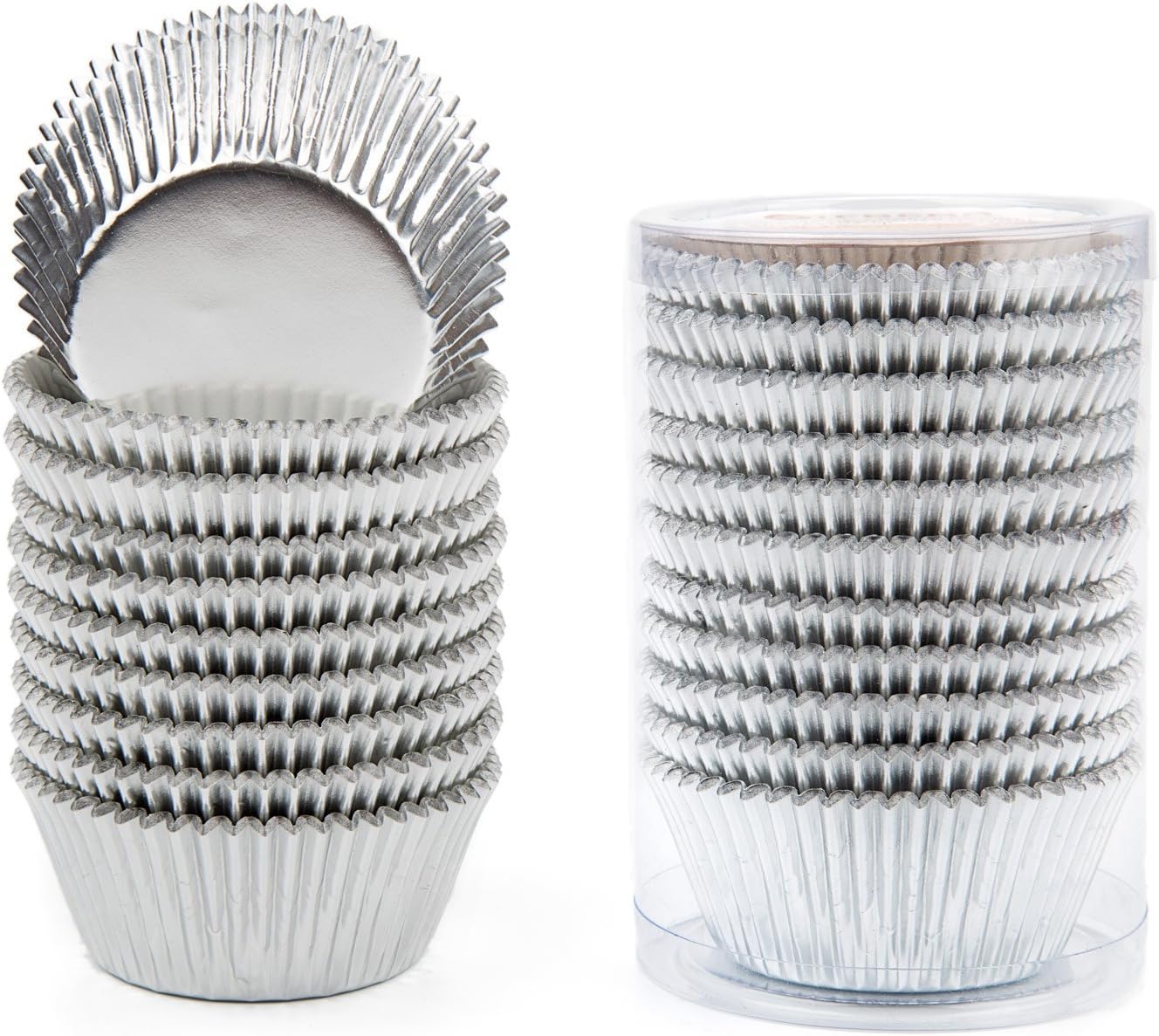 Gifbera Standard Silver Foil Cupcake Liners Metallic Paper Muffin Baking Cups 200-Count (Silver)