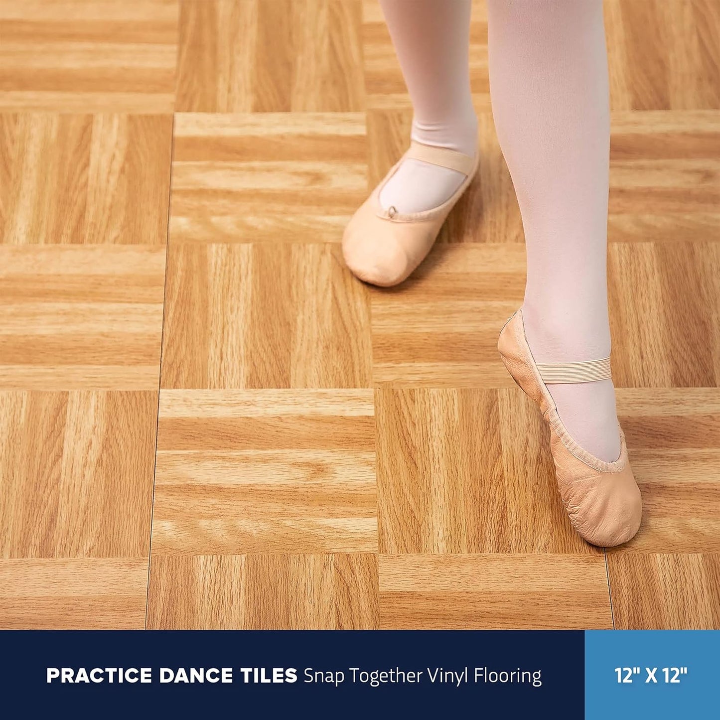 IncStores 3/8" Thick Dark Maple Dance Floor Tiles - 12"x12" Snap Together Printed Vinyl for Practice & Performance - 1 Tile Pack