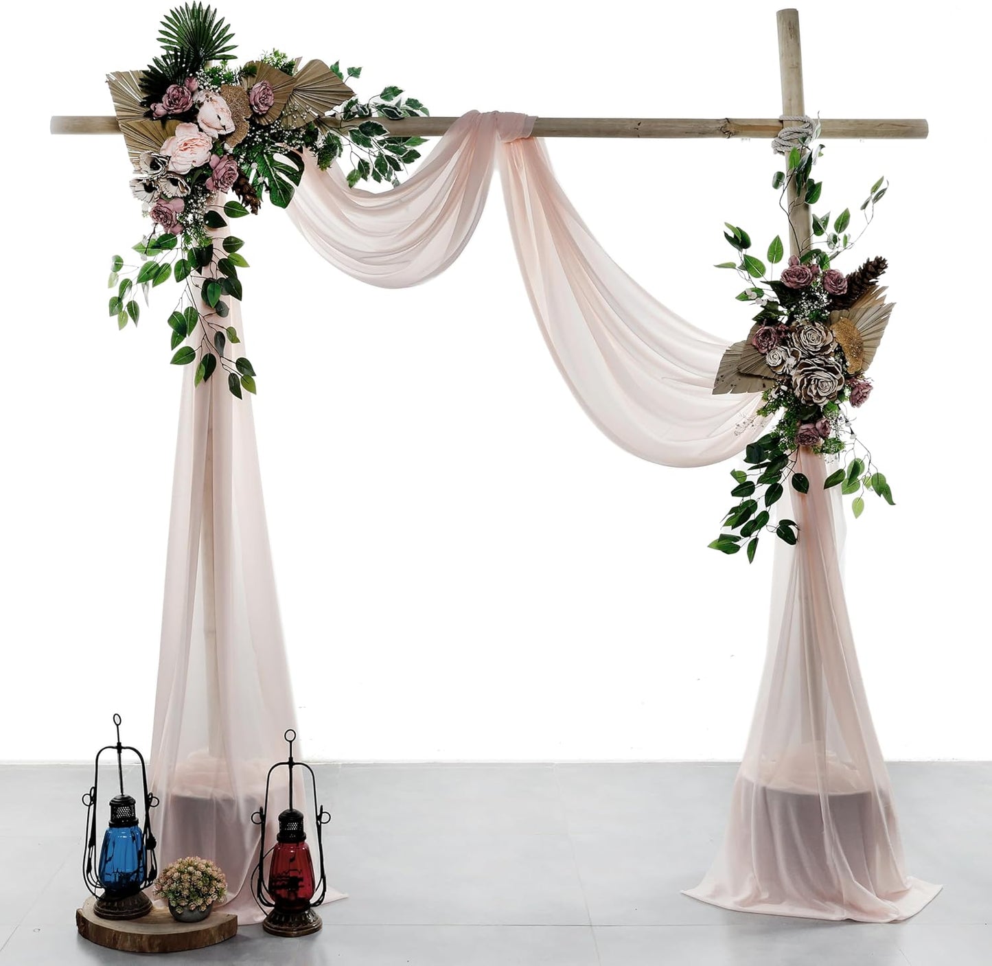 VDS Pack of 1 Panel (30 Inch X 50 Feet) Wedding Arch Draping Fabric Sheer Chiffon Fabric Drapery for Wedding Ceremony Reception Swag Backdrop Canopy Chuppah ARBO Altars Decoration (Nude)