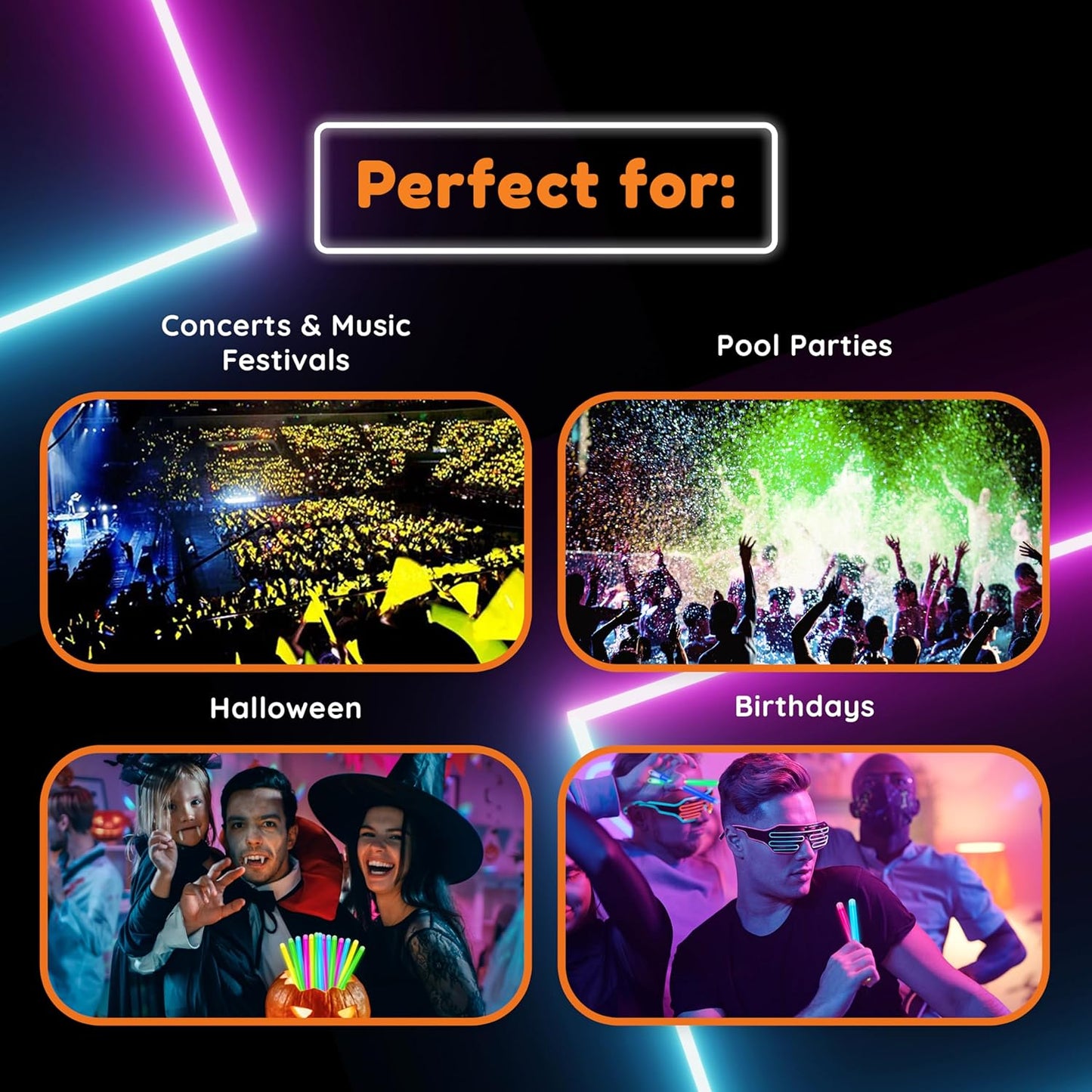Glow Fever Glow in The Dark Sticks - 100 ct 6" Glow Sticks Bulk Party Pack with End Caps & Lanyards - Glow Party Favors for Concert, Festival, & Wedding Neon Light Sticks by Party Dragon, Green
