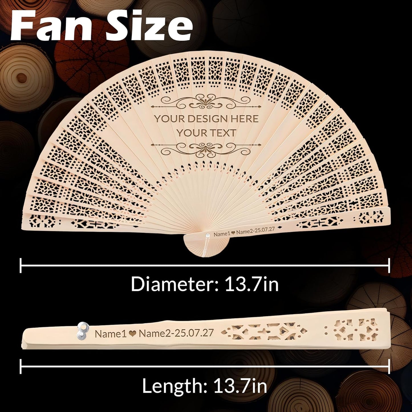 10 PCS Custom Fans Personalized Folding Fans for Line Dancing Wooden Hand Fan Wedding Favors Gift for Guests Personalized Fans for Events