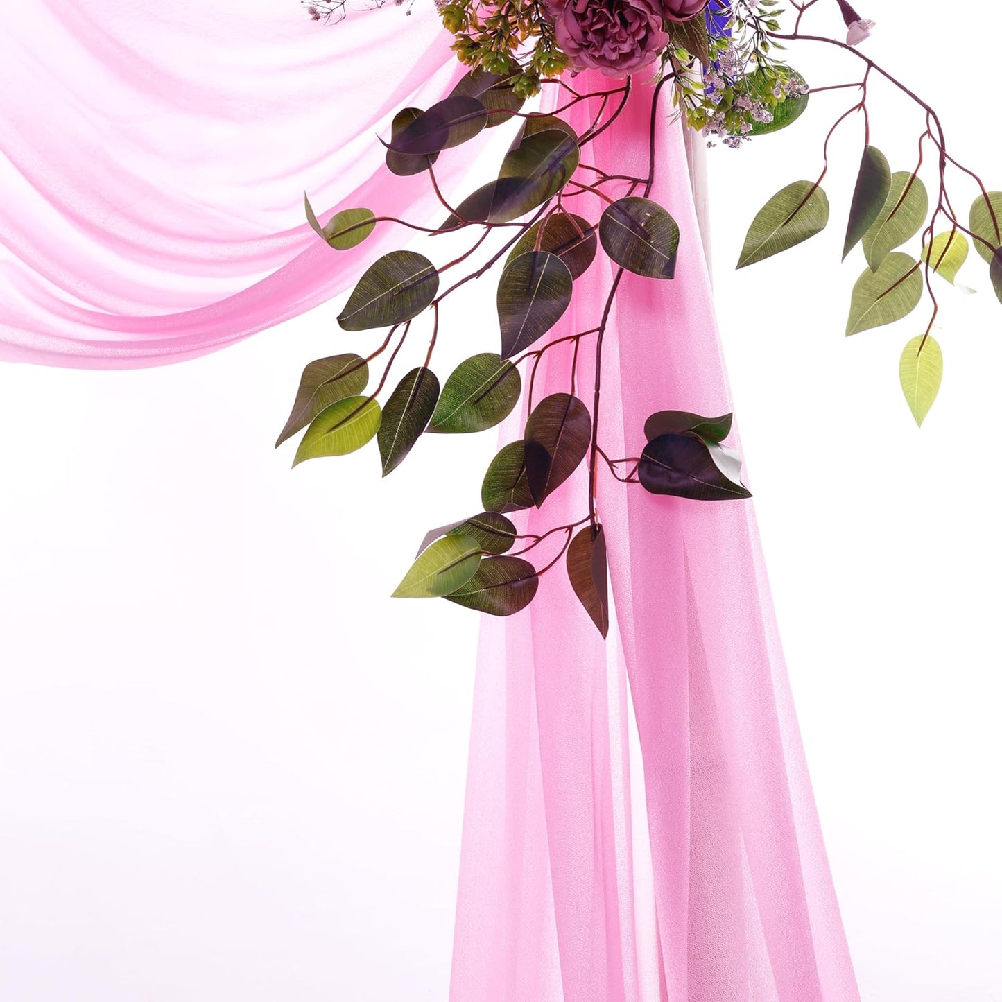 VDS Pack of 1 Panel (30 Inch X 20 Feet) Wedding Arch Draping Fabric Sheer Chiffon Fabric Drapery for Wedding Ceremony Reception Swag Backdrop Canopy Chuppah ARBO Altars Decoration (Bubblegum)