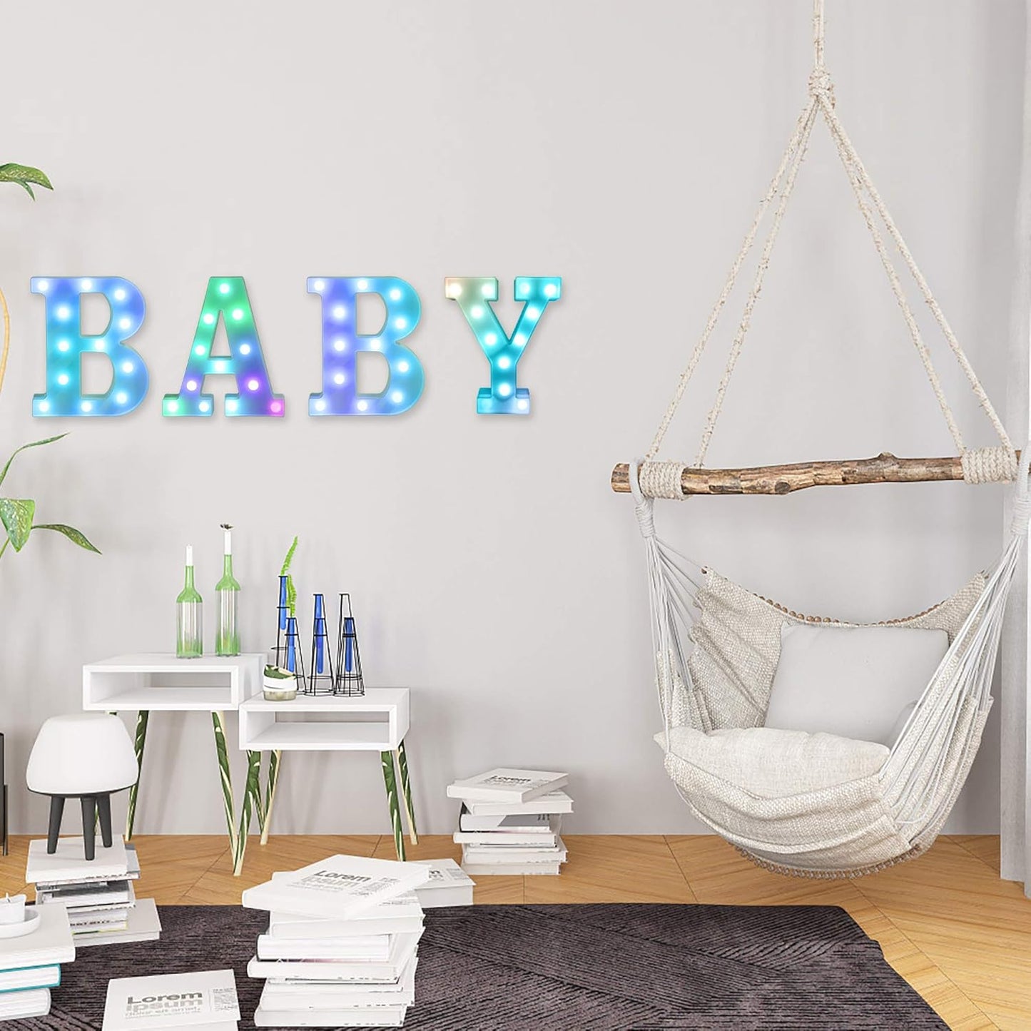 Foaky Colorful LED Letter Lights with Remote,Marquee Light Up Letters Sign for Night Light Wedding/Birthday Party Battery Powered Christmas Lamp Home Bar Decoration(W)