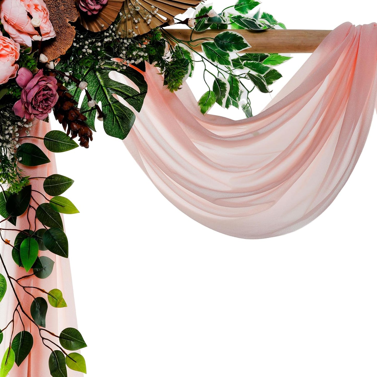 VDS Pack of 1 Panel (30 Inch X 50 Feet) Wedding Arch Draping Fabric Sheer Chiffon Fabric Drapery for Wedding Ceremony Reception Swag Backdrop Canopy Chuppah ARBO Altars Decoration (Dusty Rose)