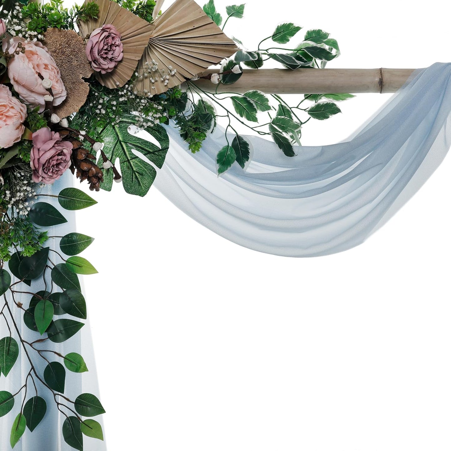 VDS Pack of 2 Panel (30 Inch X 50 Feet) Wedding Arch Draping Fabric Sheer Chiffon Fabric Drapery for Wedding Ceremony Reception Swag Backdrop Canopy Chuppah ARBO Altars Decoration (Baby Blue)