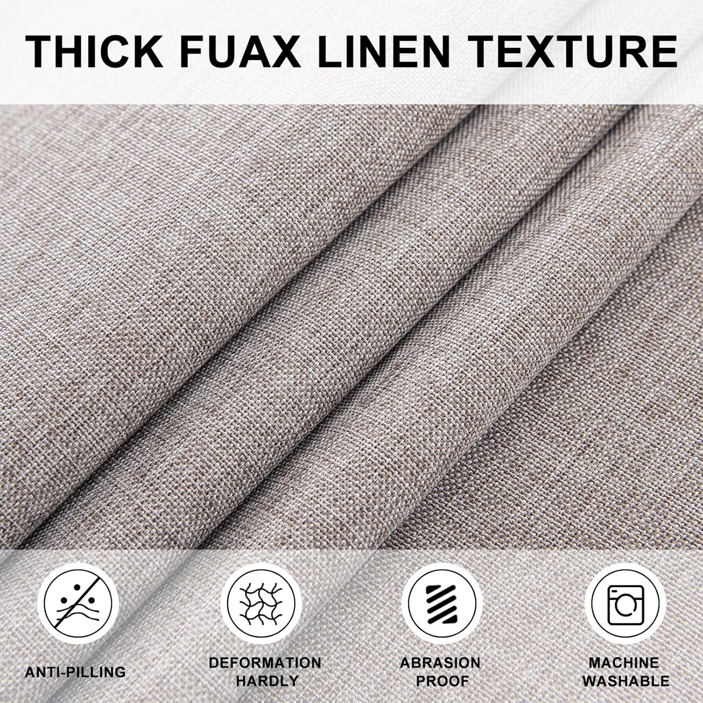 Hiasan Round Linen Tablecloth 50 Inch - Wrinkle and Stain Resistant Washable Polyester Fabric Table Cloth for Dining Room Kitchen Party, Stone