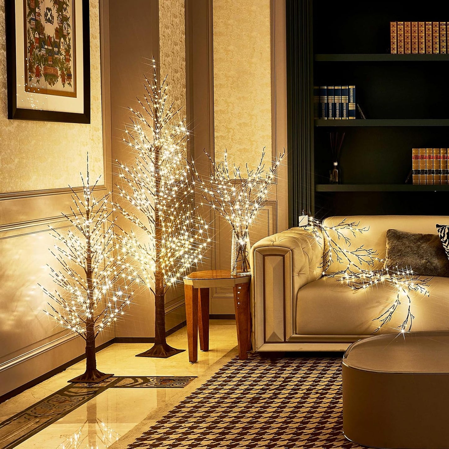Hairui Lighted Brown Garland 6FT 120 LED Fairy Lights Plug in, Twig Vine with Lights for Christmas Fireplace Mantle Table Decoration Indoor Outdoor