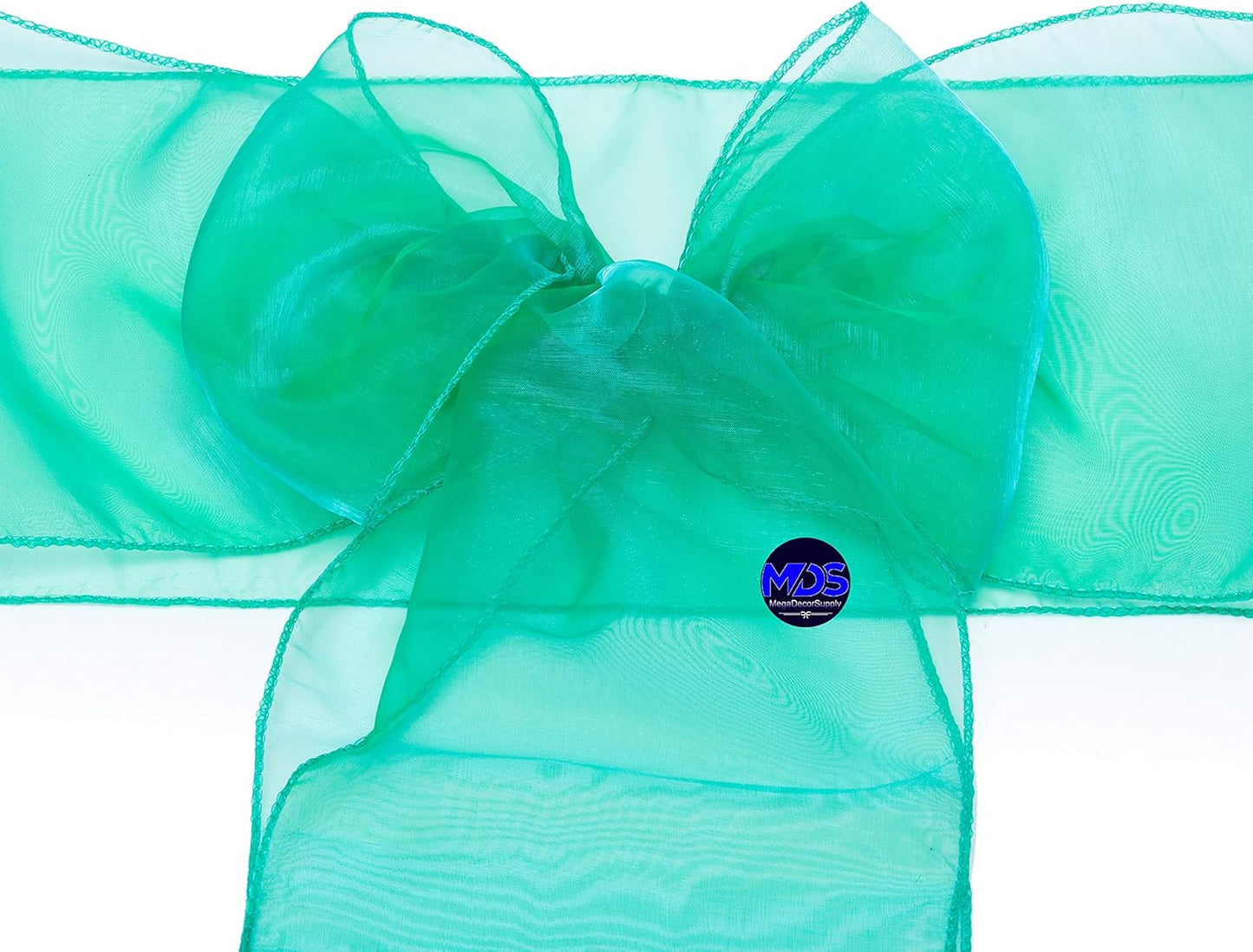 MDS Pack of 200 PCS Organza Chair Sashes Wider Dining Chair Bows Ribbon Tie Back for Wedding Party Birthday Bridal Shower Reception Event Banquet Home Chair Cover Decoration - Green