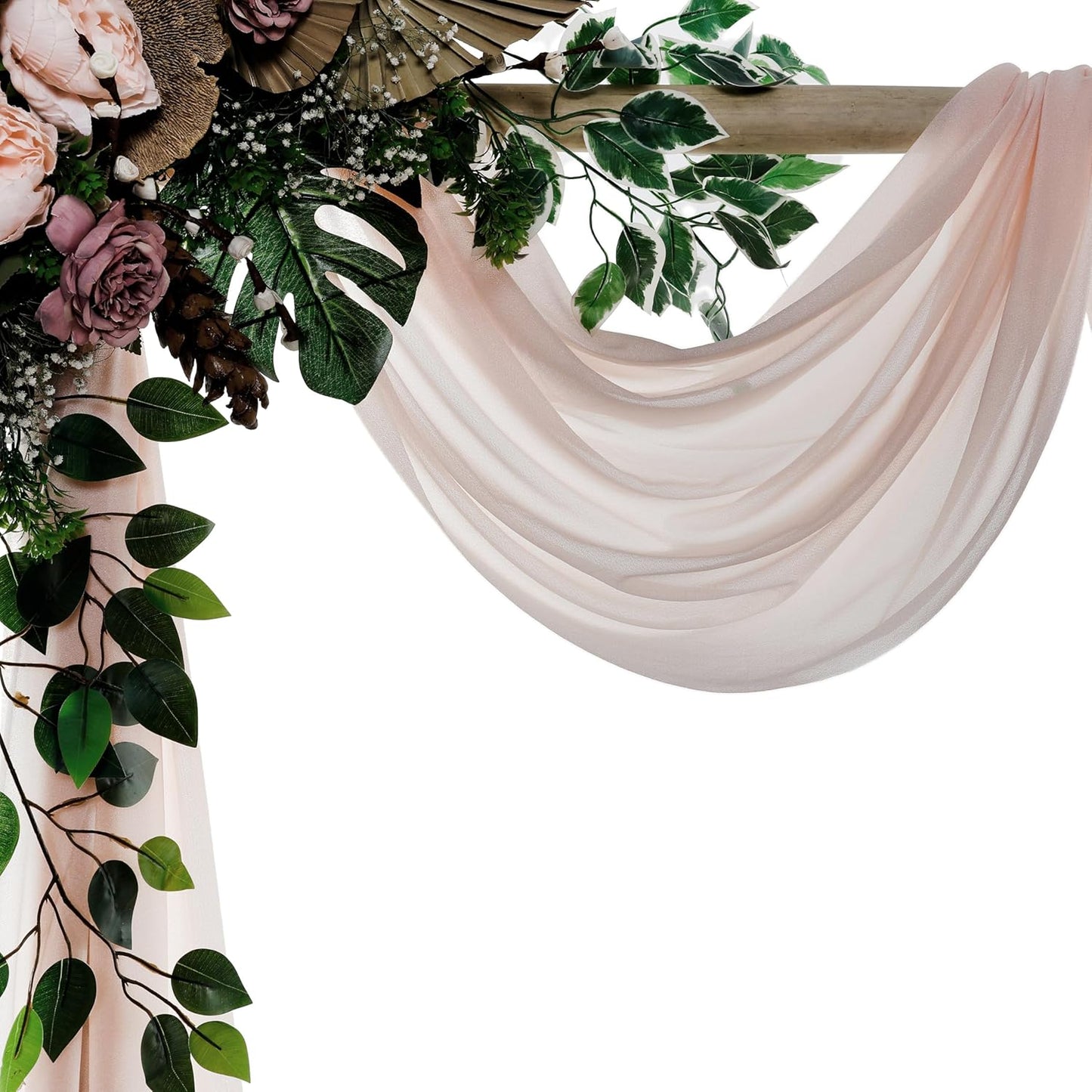 VDS Pack of 1 Panel (30 Inch X 40 Feet) Wedding Arch Draping Fabric Sheer Chiffon Fabric Drapery for Wedding Ceremony Reception Swag Backdrop Canopy Chuppah ARBO Altars Decoration (Nude)