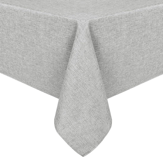 Hiasan Faux Linen Rectangle Tablecloth - Wrinkle and Stain Resistant Washable Table Cloth for Kitchen Dining Room Holiday Table Cover for Dinner, Light Grey, 54 x 120 Inch