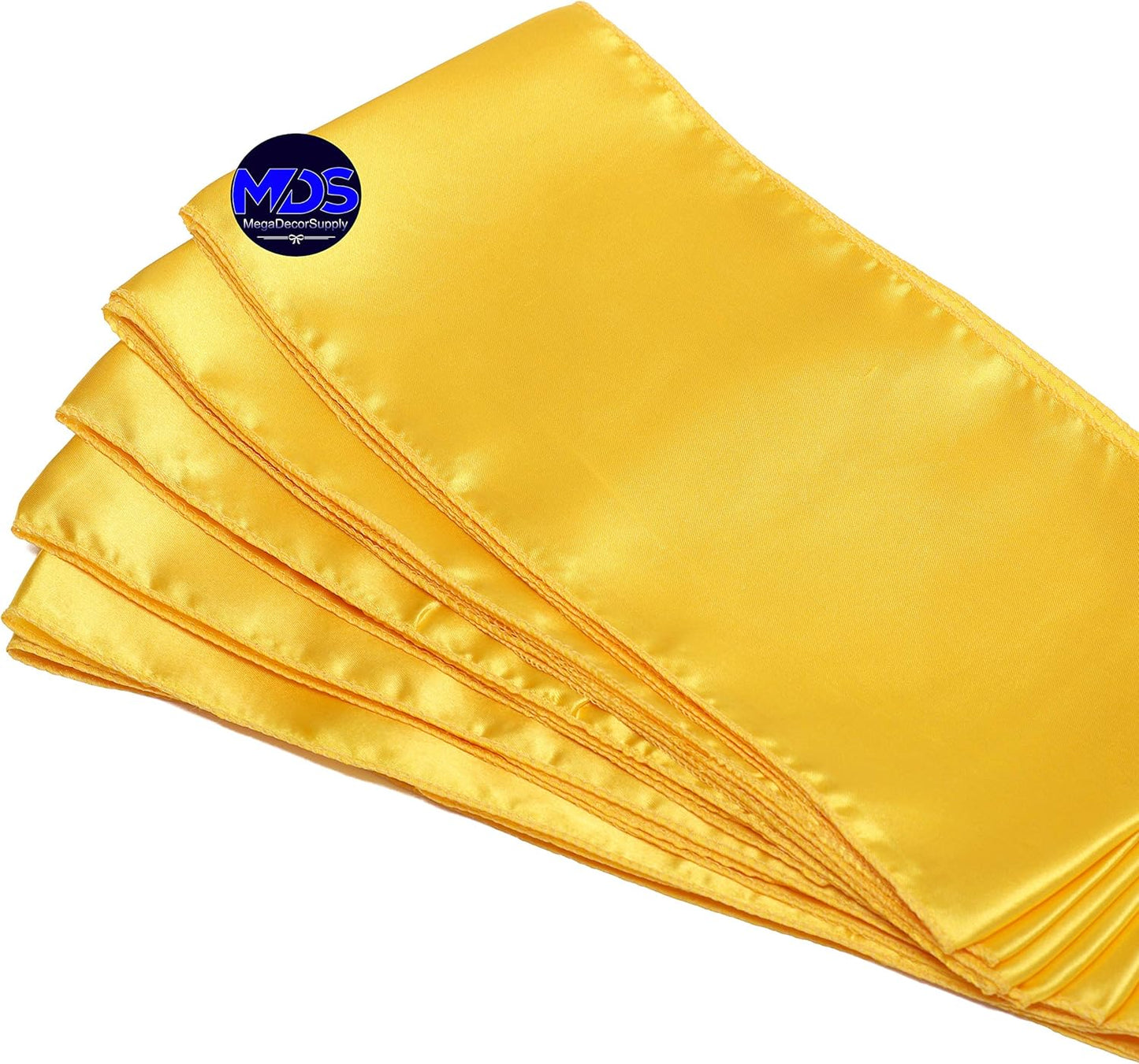 MDS Pack of 300 PCS Satin Chair Sashes Charmeuse Sateen Dining Chair Bows Ribbon Ties Back Sash for Wedding Party Birthday Home Hotel Restaurant Banquet Decoration (7 x 108 Inch, Yellow Gold)