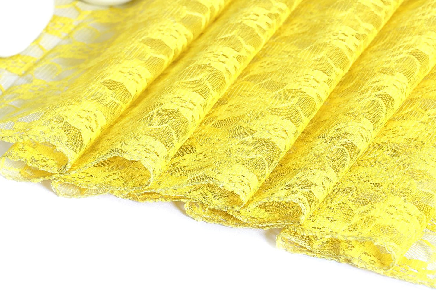 MDS Pack of 15 Wedding 12 x 108 inches Lace Table Runner for Wedding, Decorations for Birthday Parties, Banquets, Graduations, Engagements, and Runners fit Rectangle, Round Table- Yellow