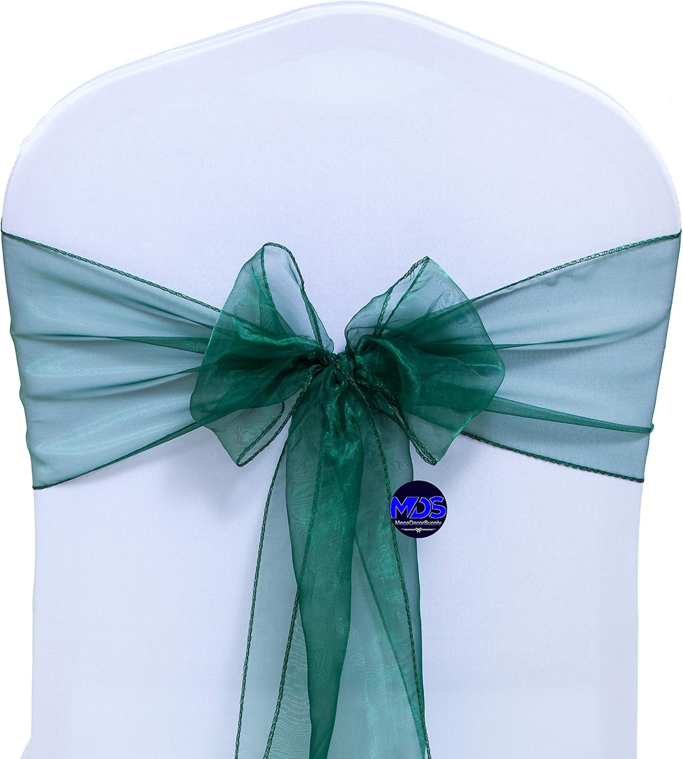 MDS Pack of 125 PCS Organza Chair Sashes Wider Dining Chair Bows Ribbon Tie Back for Wedding Party Birthday Bridal Shower Reception Event Banquet Home Chair Cover Decoration - Hunter Green