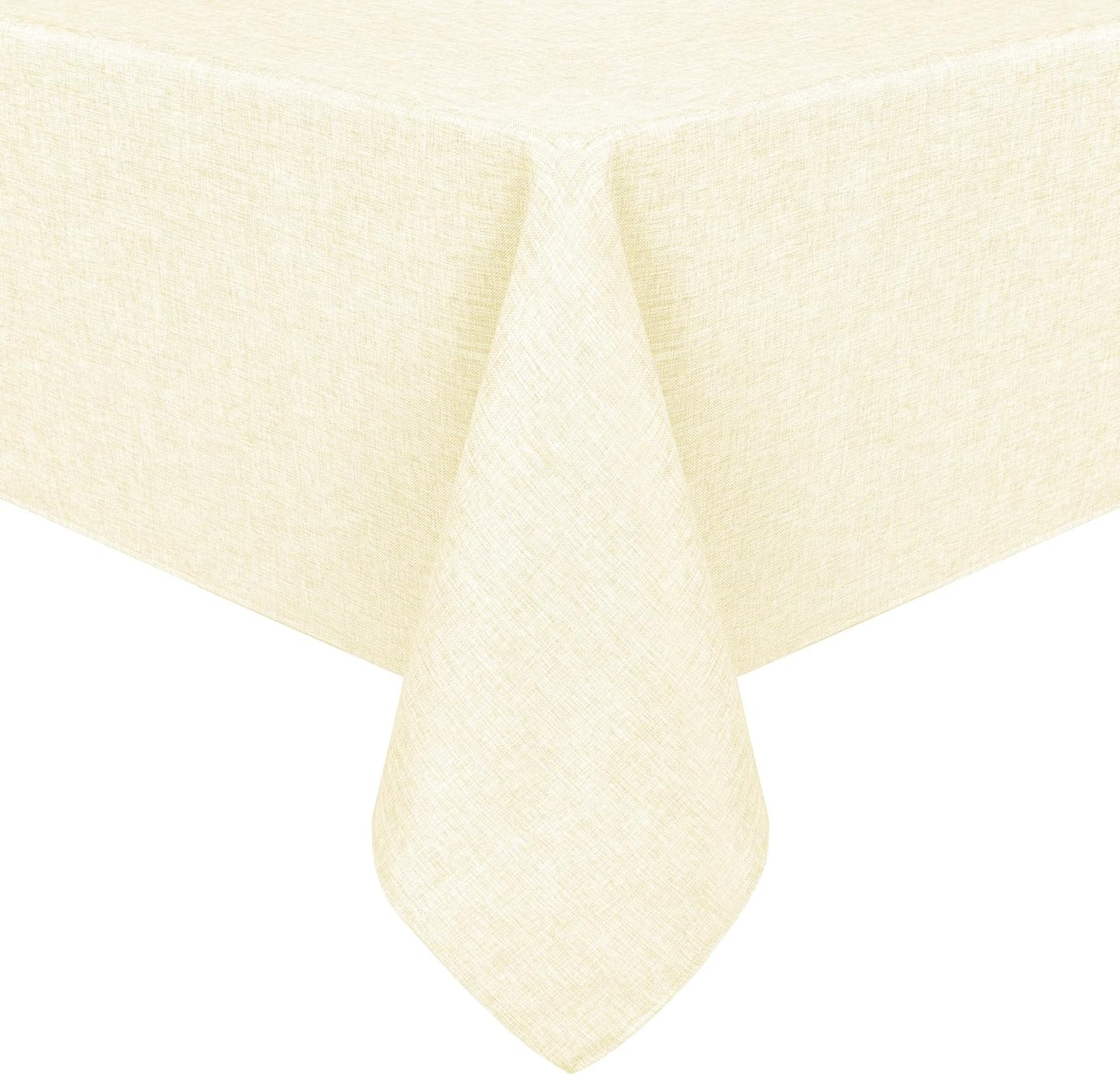 Hiasan Faux Linen Rectangle Tablecloth - Wrinkle and Stain Resistant Washable Table Cloth for Kitchen Dining Room Holiday Table Cover for Dinner, Champagne, 60 x 120 Inch