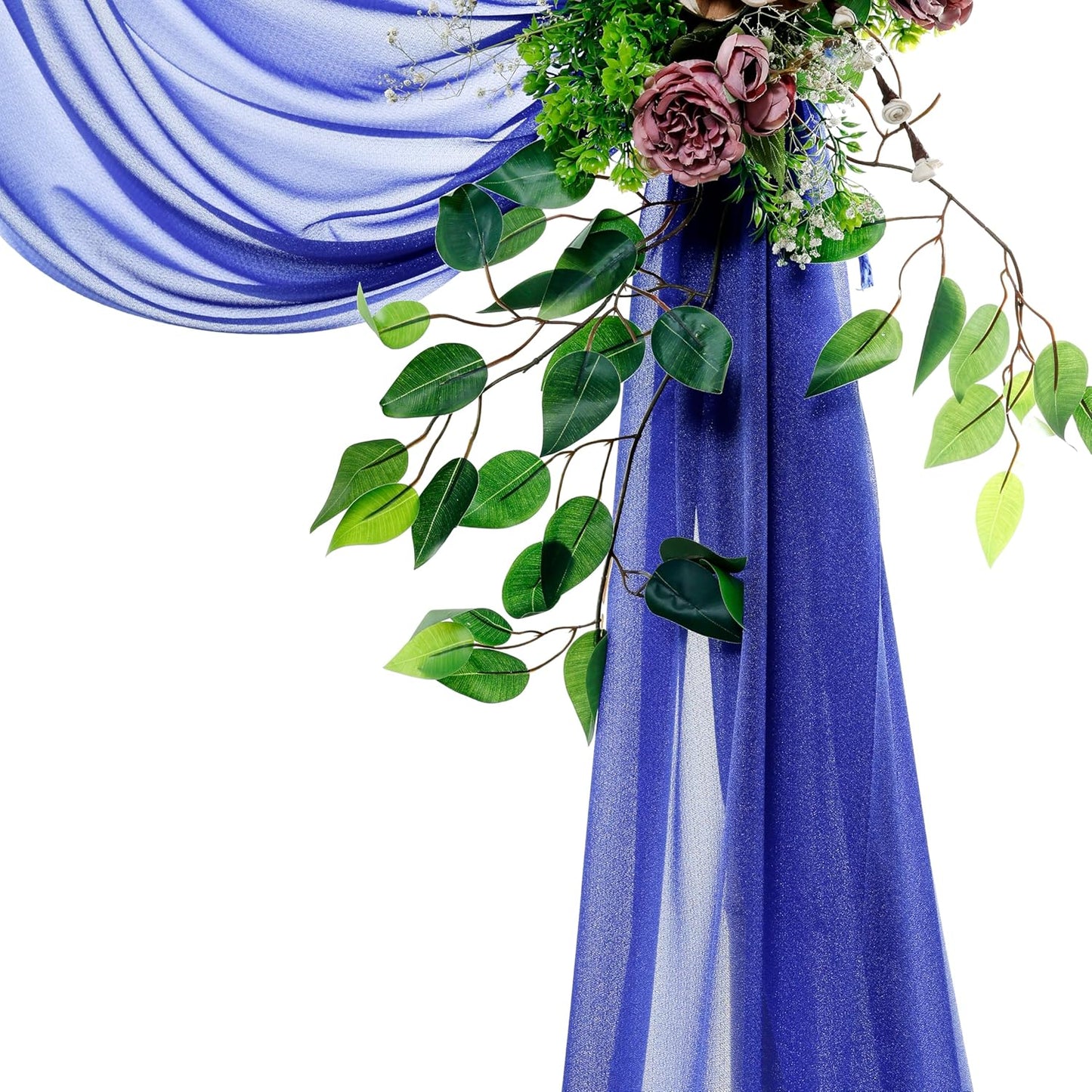 VDS Pack of 2 Panel (30 Inch X 20 Feet) Wedding Arch Draping Fabric Sheer Chiffon Fabric Drapery for Wedding Ceremony Reception Swag Backdrop Canopy Chuppah ARBO Altars Decoration (Royal Blue)
