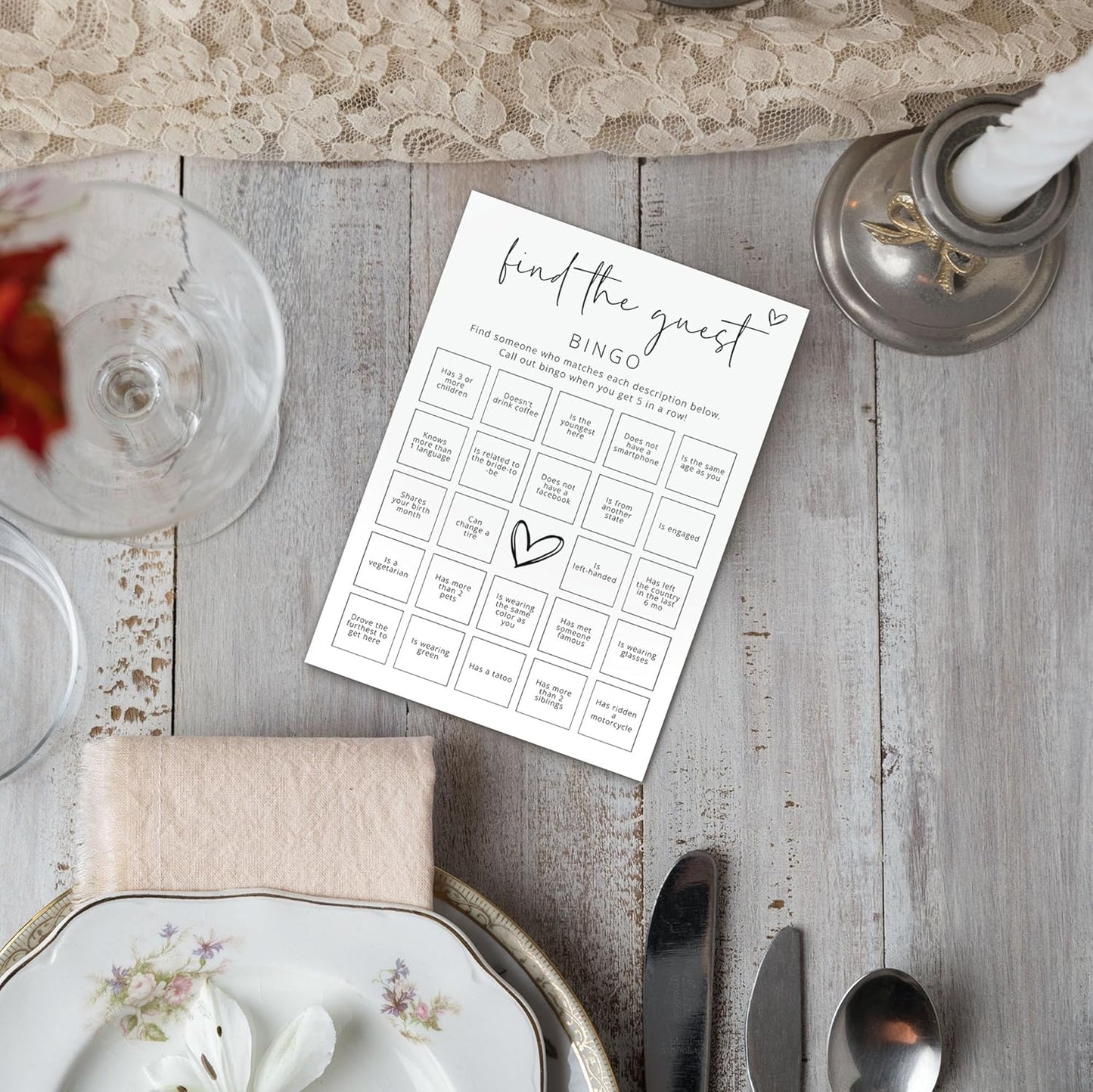 Bridal Shower Games, Find The Guest Bingo, 25Pcs Minimalist White Double-Sided Bridal Game Cards, Wedding Shower Games for Guests, Engagement Bachelorette Party Supplies - A16