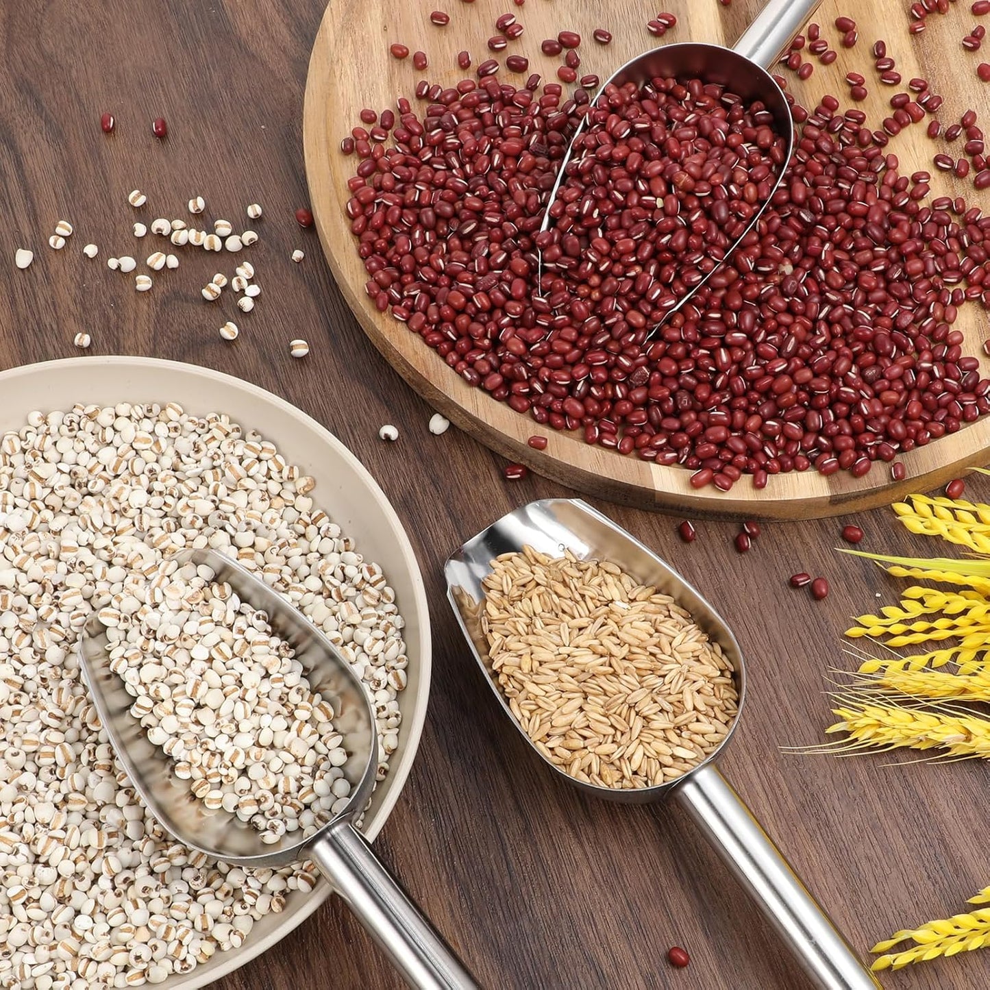 12Pcs Mini Ice Scoopers for Ice Bucket, 6 oz Stainless Steel Small Scoop Metal Food Scoop Candy Scoops for Candy Buffet Jars Canisters Scooping Dry Goods, Sugar, Coffee Bean, Flour, Spice, Dog Food