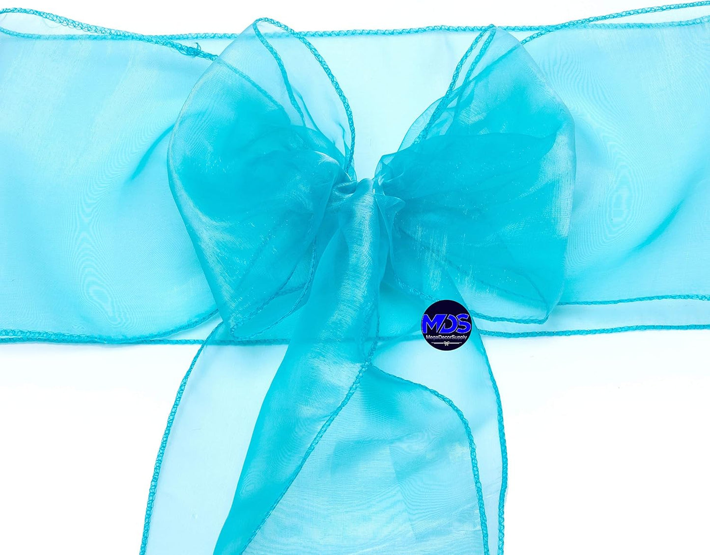 MDS Pack of 200 PCS Organza Chair Sashes Wider Dining Chair Bows Ribbon Tie Back for Wedding Party Birthday Bridal Shower Reception Event Banquet Home Chair Cover Decoration - Light Teal
