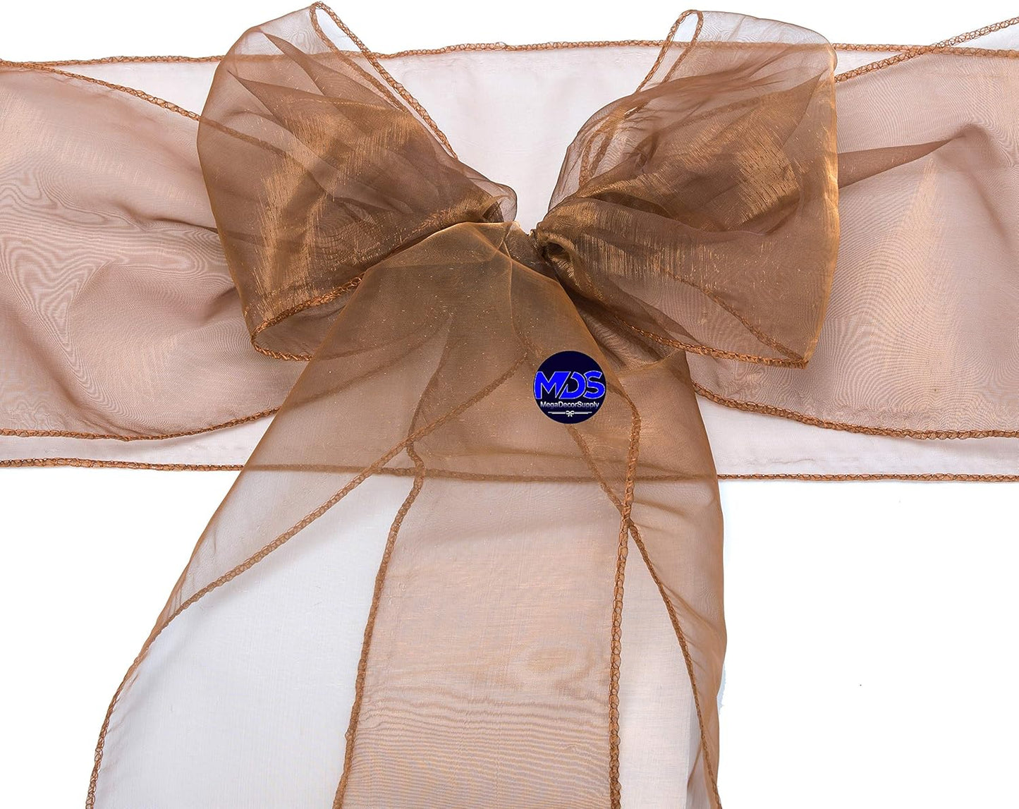 MDS Pack of 125 PCS Organza Chair Sashes Wider Dining Chair Bows Ribbon Tie Back for Wedding Party Birthday Bridal Shower Reception Event Banquet Home Chair Cover Decoration - Coffee