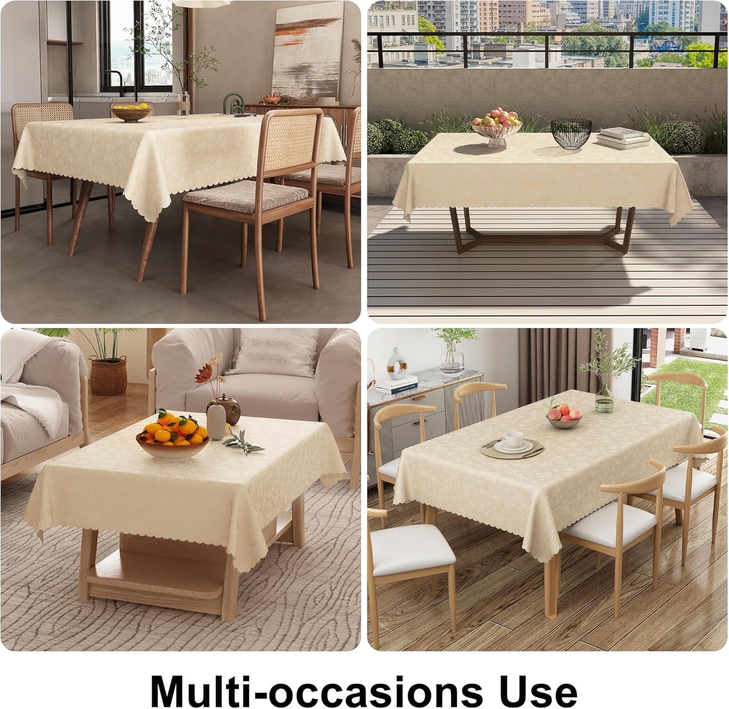 Smiry Rectangle Table Cloth, Waterproof Heavy Duty Vinyl Tablecloths, Wipeable Washable Table Cover for Kitchen and Dining Room (Beige, 54" X 108")