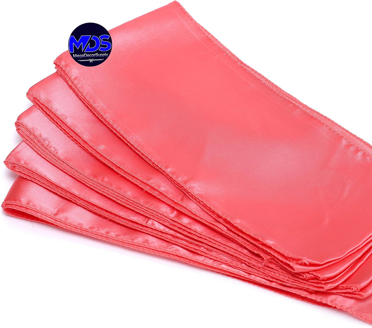 MDS Pack of 50 PCS Satin Chair Sashes Charmeuse Sateen Dining Chair Bows Ribbon Ties Back Sash for Wedding Party Birthday Home Hotel Restaurant Banquet Decoration (7 x 108 Inch, Coral)