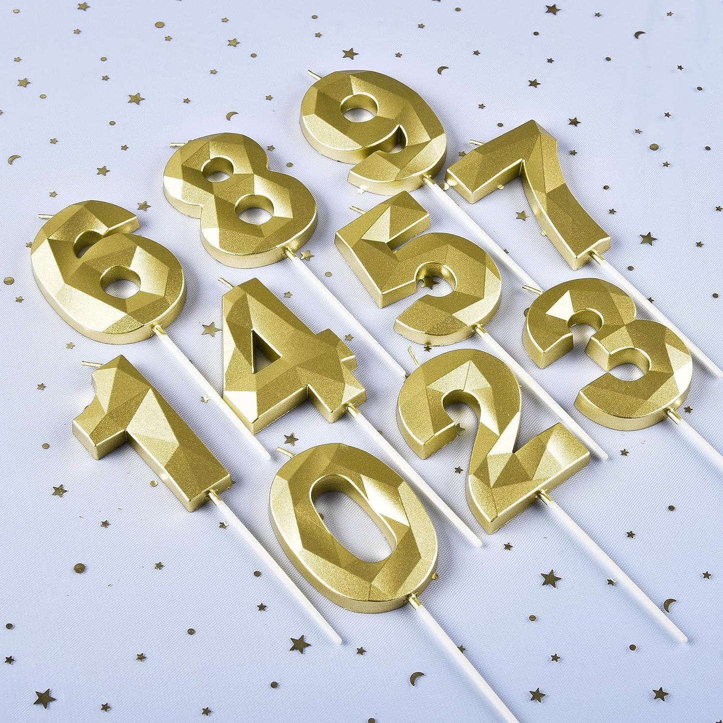 PHD CAKE 2.76 Inch Crystal Gold 6 Number Birthday Candles, Gold Candles, Cake Candles, Party Celebration