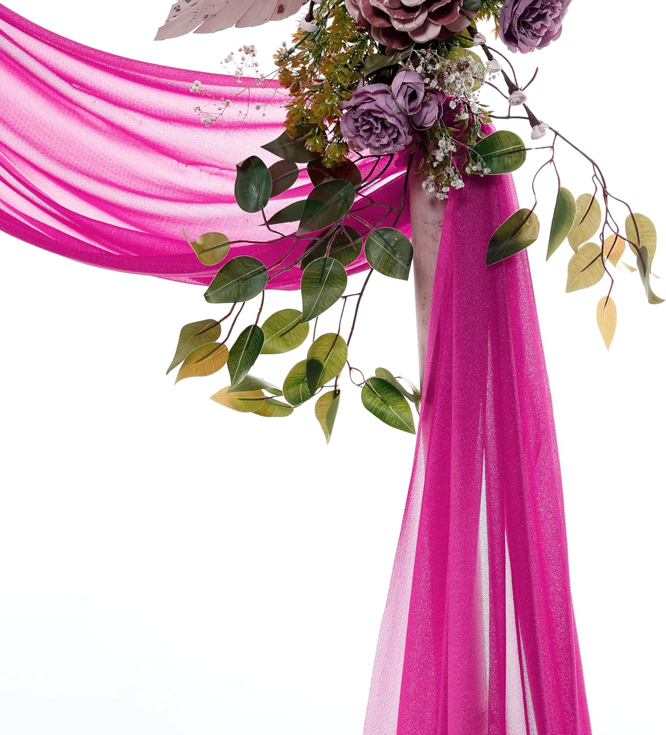 VDS Pack of 1 Panel (30 Inch X 40 Feet) Wedding Arch Draping Fabric Sheer Chiffon Fabric Drapery for Wedding Ceremony Reception Swag Backdrop Canopy Chuppah ARBO Altars Decoration (Magenta)