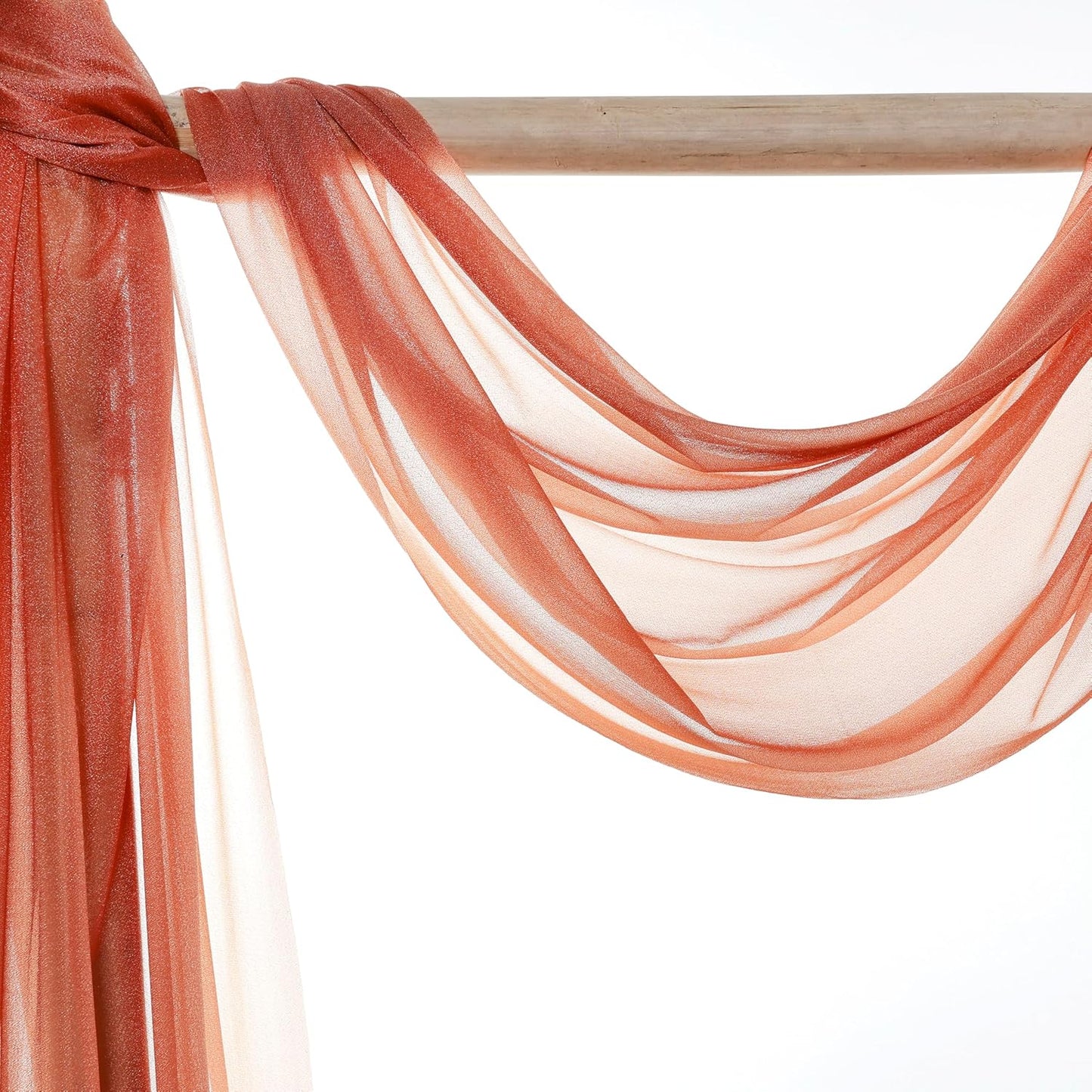 VDS Pack of 1 Panel (30 Inch X 20 Feet) Wedding Arch Draping Fabric Sheer Chiffon Fabric Drapery for Wedding Ceremony Reception Swag Backdrop Canopy Chuppah ARBO Altars Decoration (Terracotta)