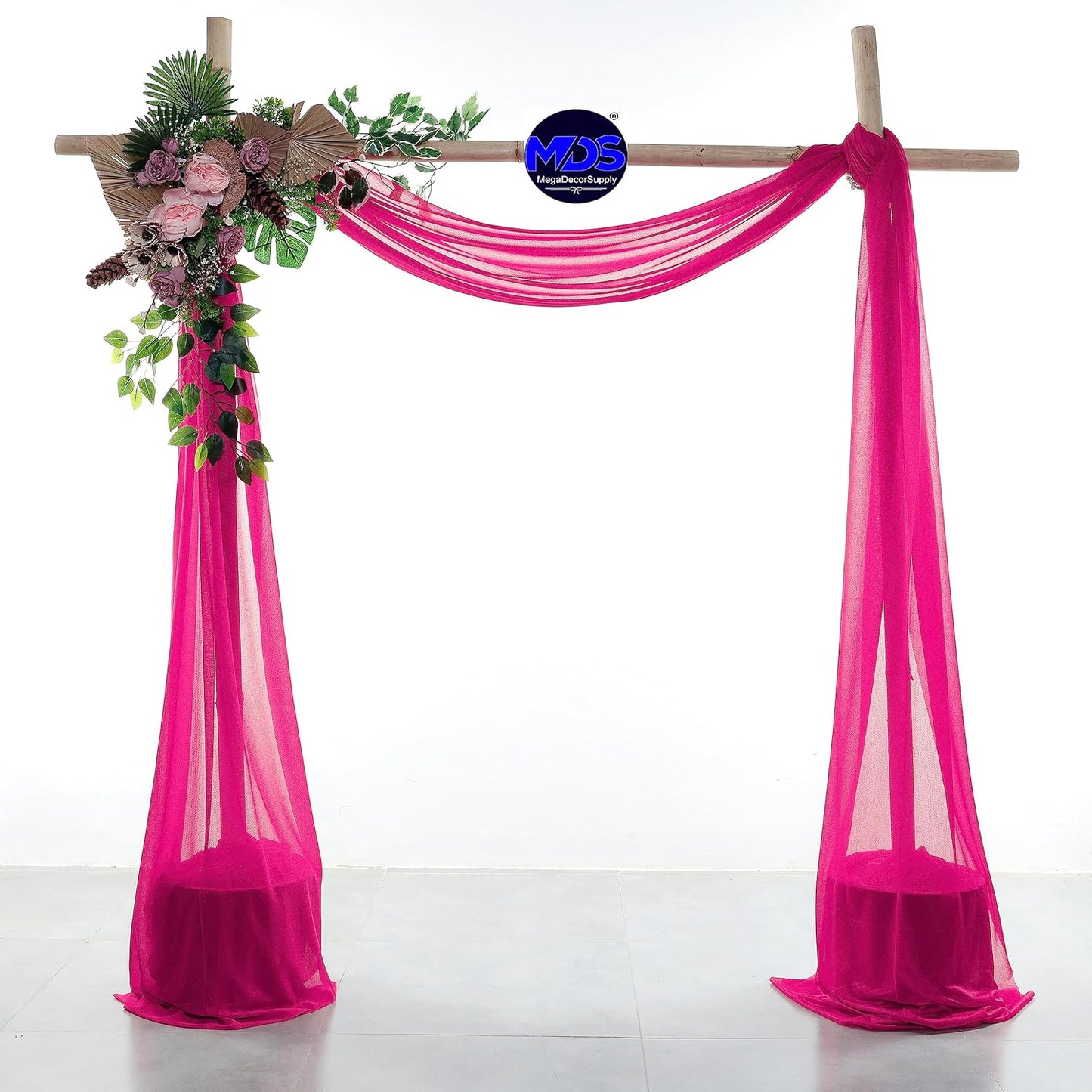 MDS Halloween Chiffon Draping Fabric - 1 Panel, 30" Wide x 40ft Long - Sheer Spooky Arbor & Canopy Drapery for Haunted House Backdrops, Party Ceilings, DIY Costumes & Themed Events - Hot Pink
