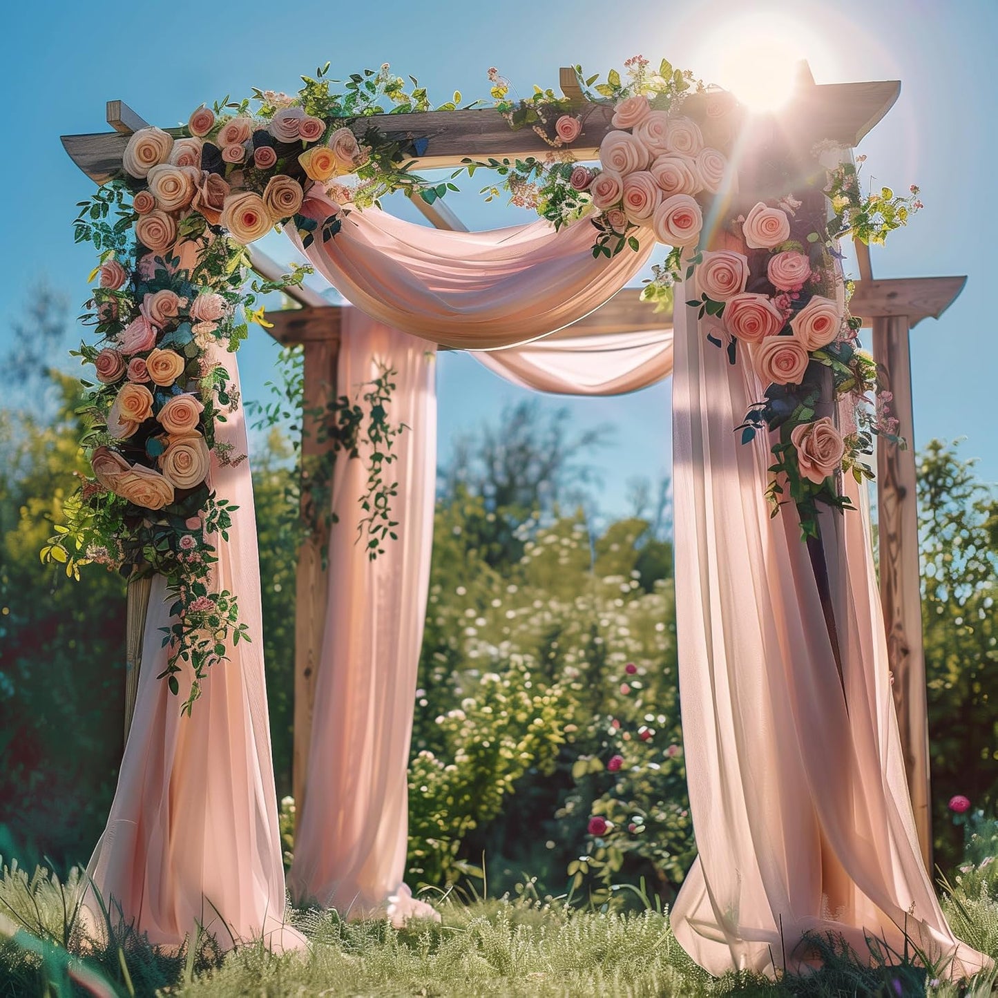 Wedding Arch Draping Fabric 2 Panels 28.7" x 20FT Dusty Rose Sheer Chiffon Backdrop Drapes for Wedding Ceremony Birthday Party Bridal Shower Outdoor Decoration