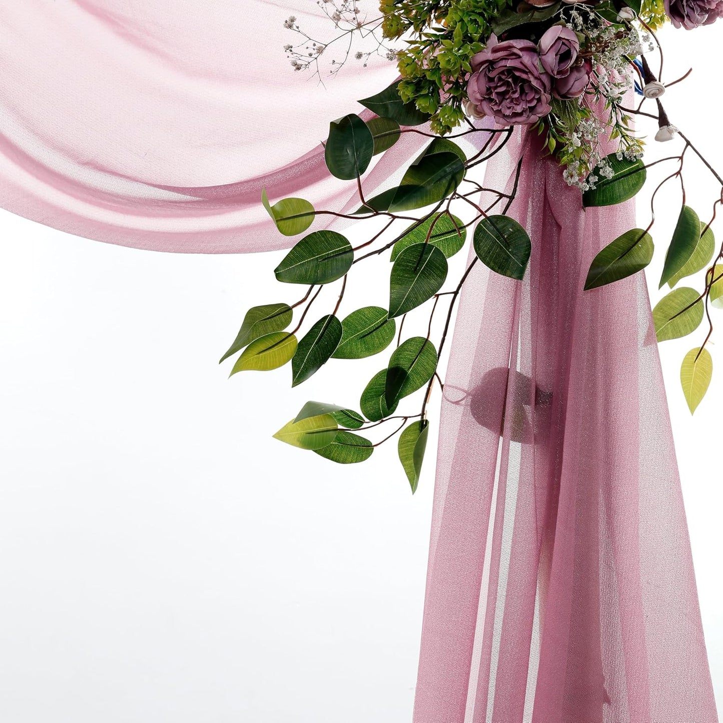 VDS Pack of 1 Panel (30 Inch X 20 Feet) Wedding Arch Draping Fabric Sheer Chiffon Fabric Drapery for Wedding Ceremony Reception Swag Backdrop Canopy Chuppah ARBO Altars Decoration (Mauva)