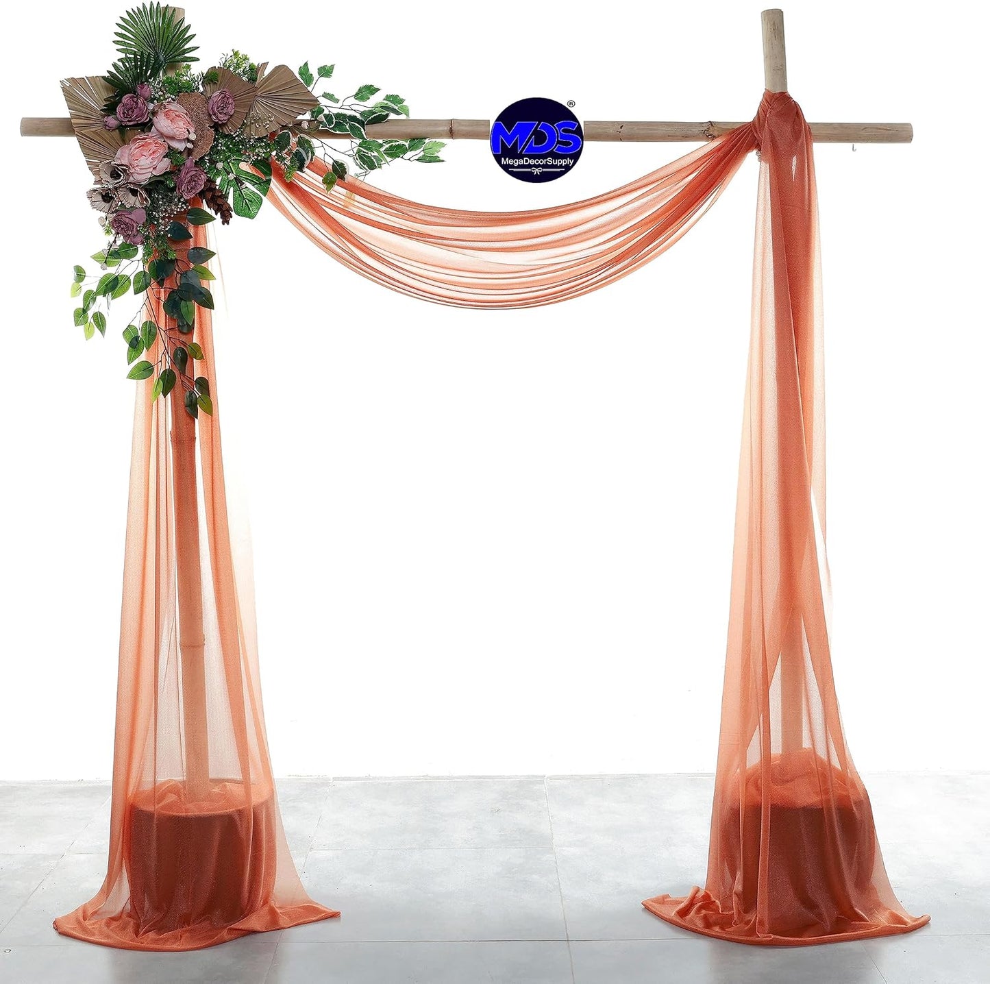 MDS Halloween Chiffon Draping Fabric - 1 Panel, 30" Wide x 30ft Long - Sheer Spooky Arbor & Canopy Drapery for Haunted House Backdrops, Party Ceilings, DIY Costumes & Themed Events - Terracotta