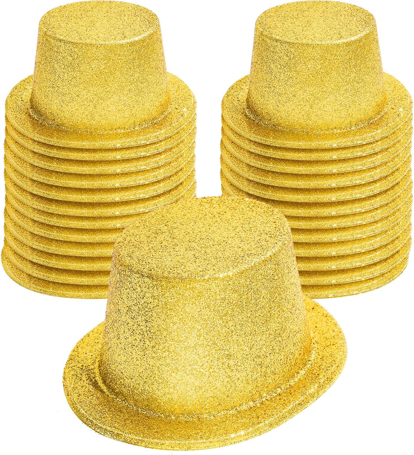 Hillban 24 Pcs Halloween Glitter Top Hat Bowler for Adults 1920s Dress Glitter Hats for Masquerades Party