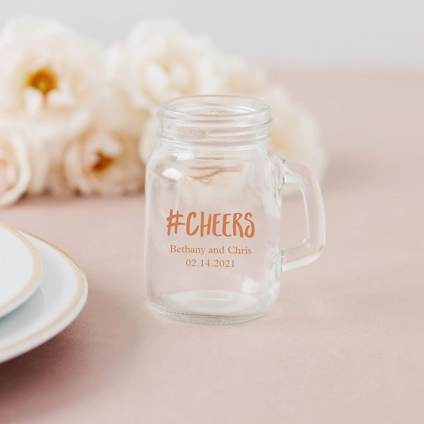 WEDDINGSTAR Personalized 4oz Mini Mason Jar Shot Glass Customizable Full Color Print - 144 pack