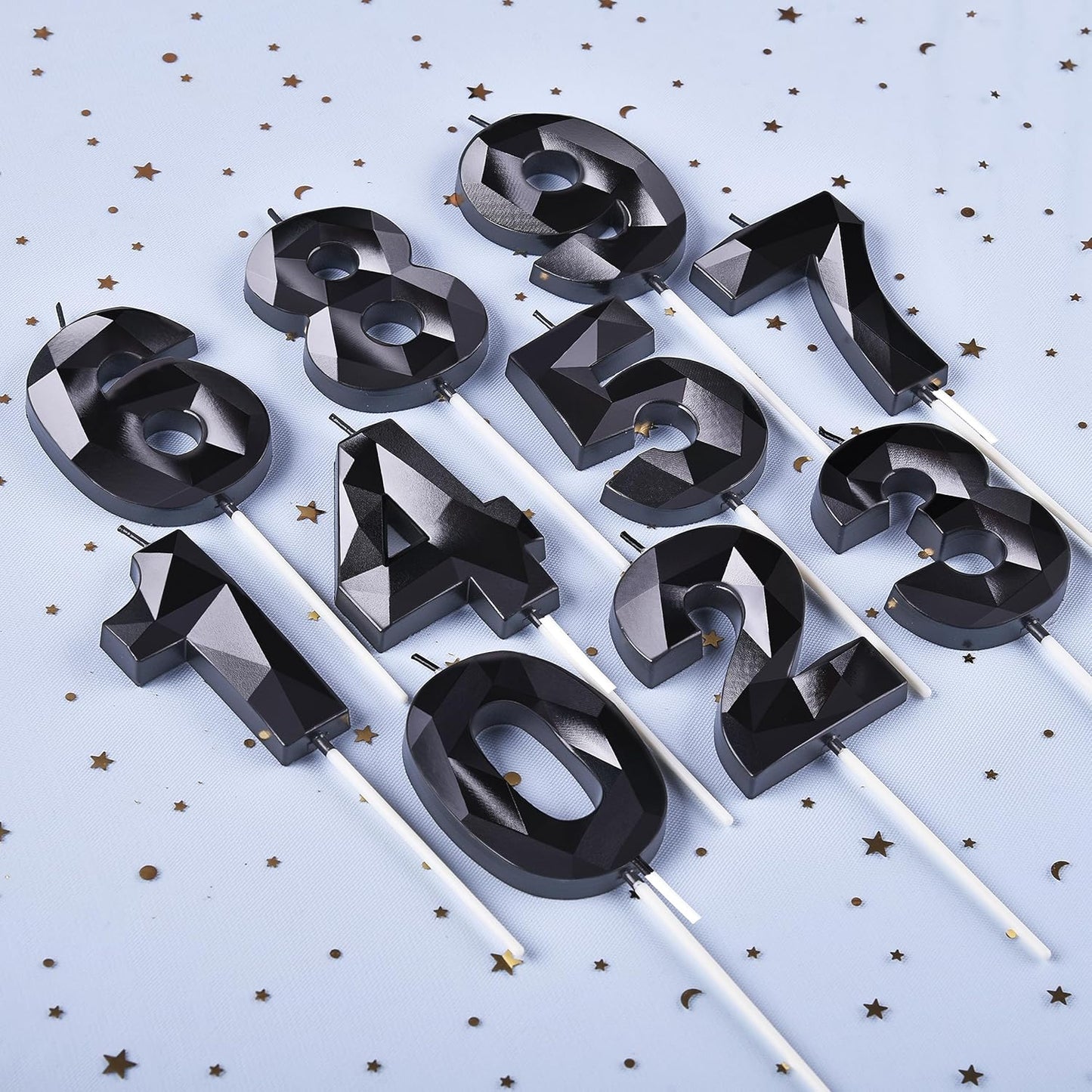 PHD CAKE 2.76 Inch Crystal Black 5 Number Birthday Candles, Black Number Candles, Cake Number Candles, Party Celebration