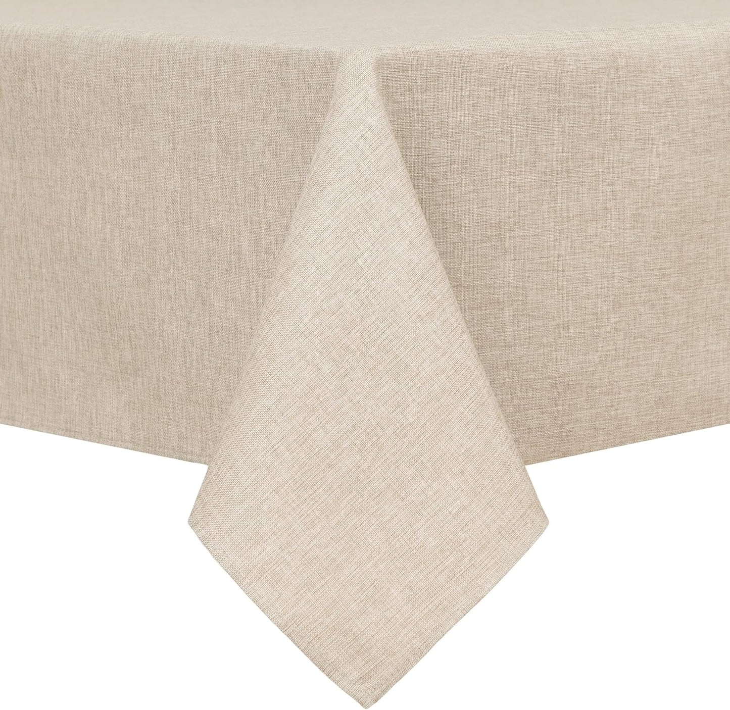 Hiasan Faux Linen Rectangle Tablecloth - Wrinkle and Stain Resistant Washable Table Cloth for Kitchen Dining Room Holiday Table Cover for Party Dinner, Beige, 54 x 120 Inch