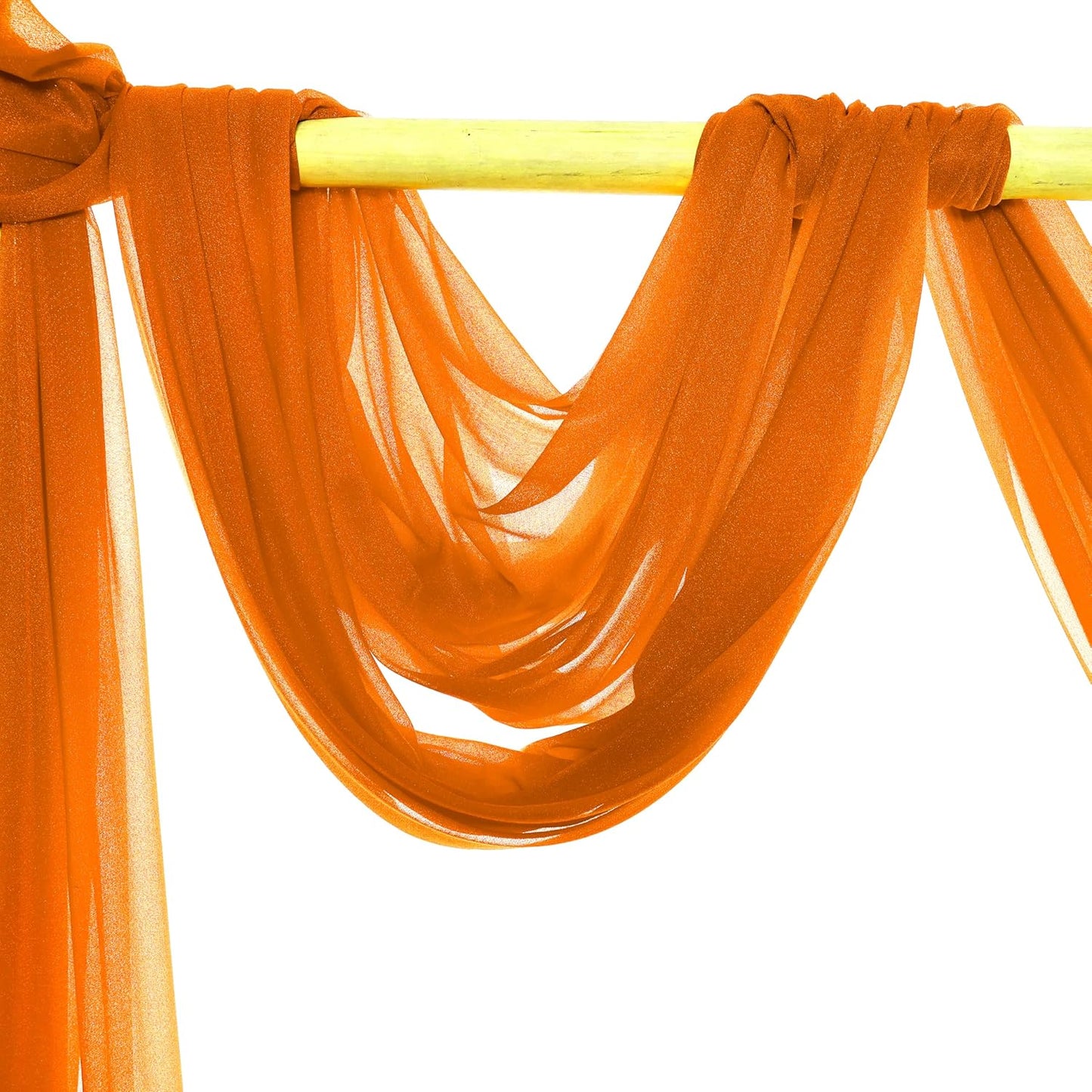 VDS Pack of 2 Panel (30 Inch X 40 Feet) Wedding Arch Draping Fabric Sheer Chiffon Fabric Drapery for Wedding Ceremony Reception Swag Backdrop Canopy Chuppah ARBO Altars Decoration (Orange)