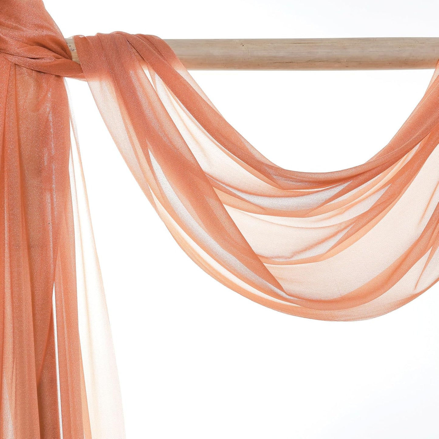 VDS Pack of 2 Panel (30 Inch X 100 Feet) Wedding Arch Draping Fabric Sheer Chiffon Fabric Drapery for Wedding Ceremony Reception Swag Backdrop Canopy Chuppah ARBO Altars Decoration (Coral Peach)