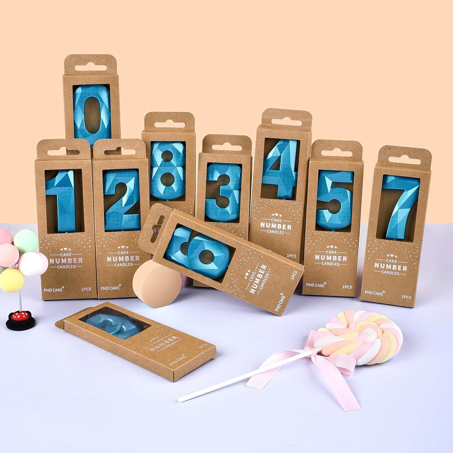 PHD CAKE 2.76 Inch Crystal Blue 4 Number Birthday Candles, Blue Number Candles, Cake Number Candles, Party Celebration