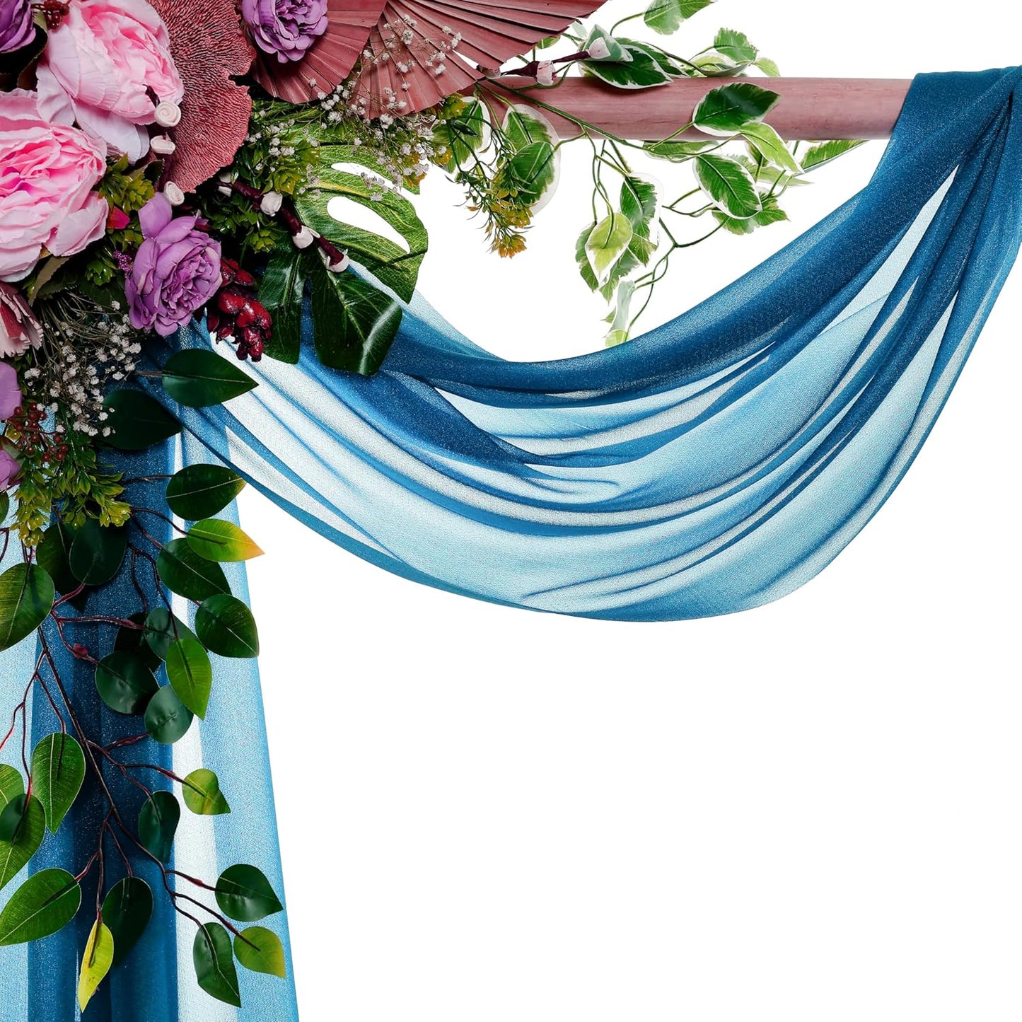 VDS Pack of 1 Panel (30 Inch X 50 Feet) Wedding Arch Draping Fabric Sheer Chiffon Fabric Drapery for Wedding Ceremony Reception Swag Backdrop Canopy Chuppah ARBO Altars Decoration (Dark Teal)