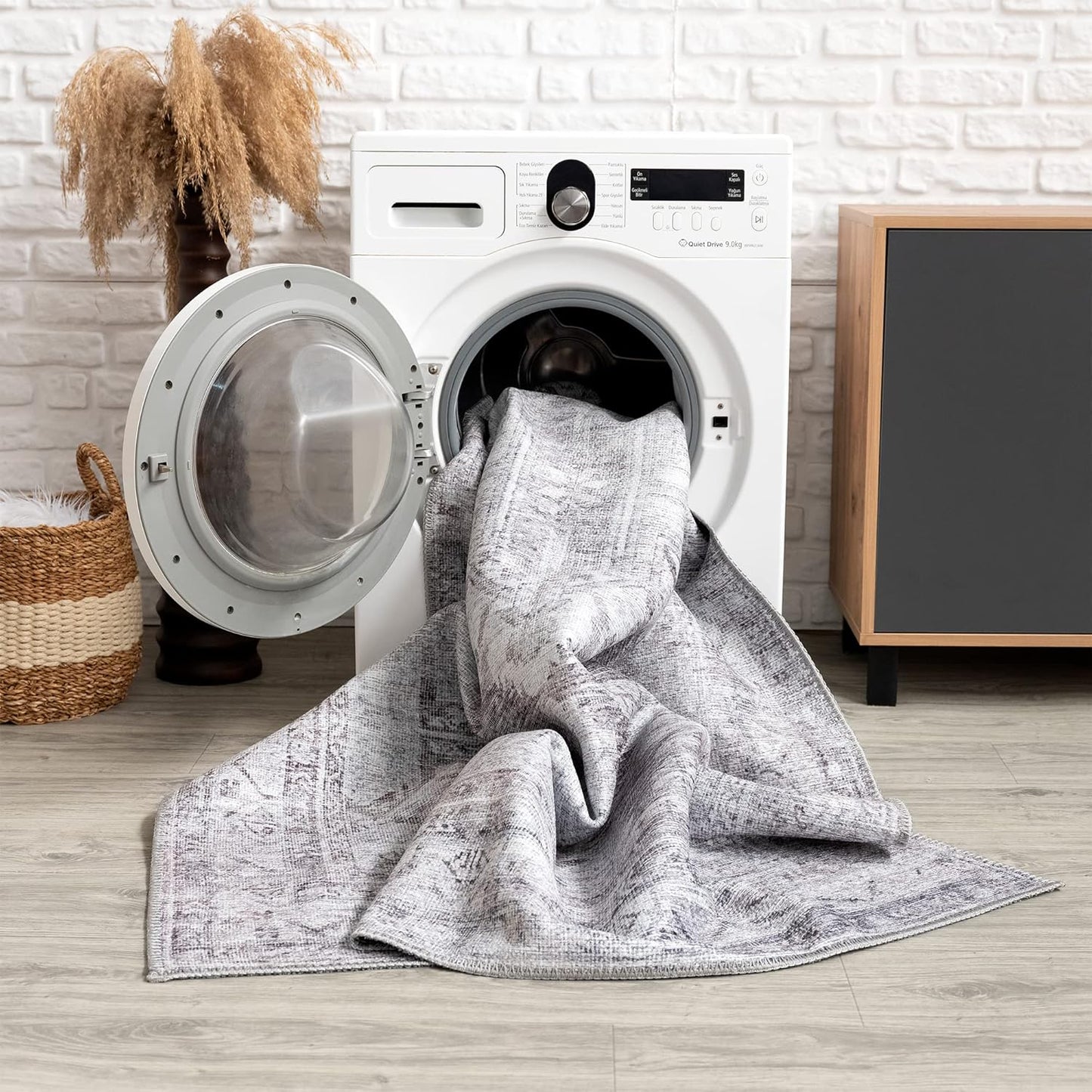 Bloom Rugs Washable Non-Slip 4' x 6' Rug - Gray/Charcoal Traditional Medallion Area Rug for Living Room, Bedroom, Dining Room, and Kitchen - Exact Size: 4' x 6'