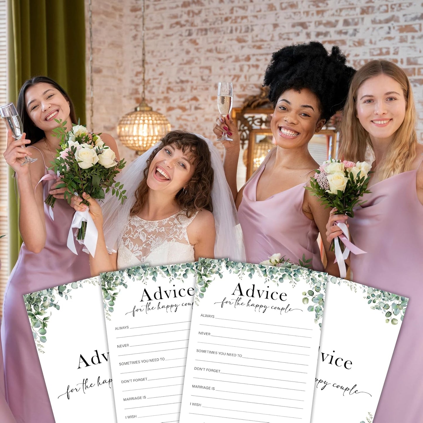 Eucalyptus Bridal Shower Game Cards - Advice for The Happy Couple, Wedding Advice and Wishes for The Mr and Mrs Bridal Shower Games for 30 Guests, Engagement Activity Supplies & Favor/A17