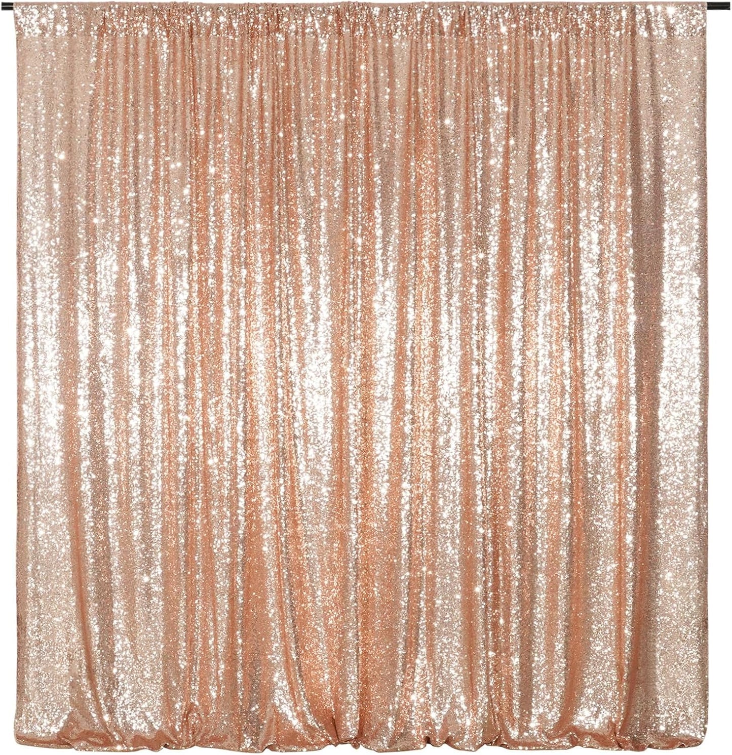 Poise3EHome Rose Gold Sequin Backdrop,8FT x 10FT Sequin Photography Backdrop Curtain for Party Decoration