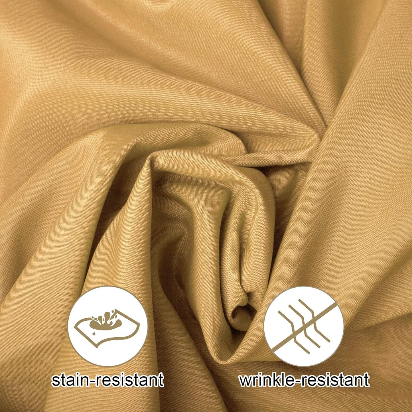 Ascoza 2pack 120 Inch Gold Round Tablecloth in Washable Polyester Fabric for Wedding/Banquet/Restaurant/Parties