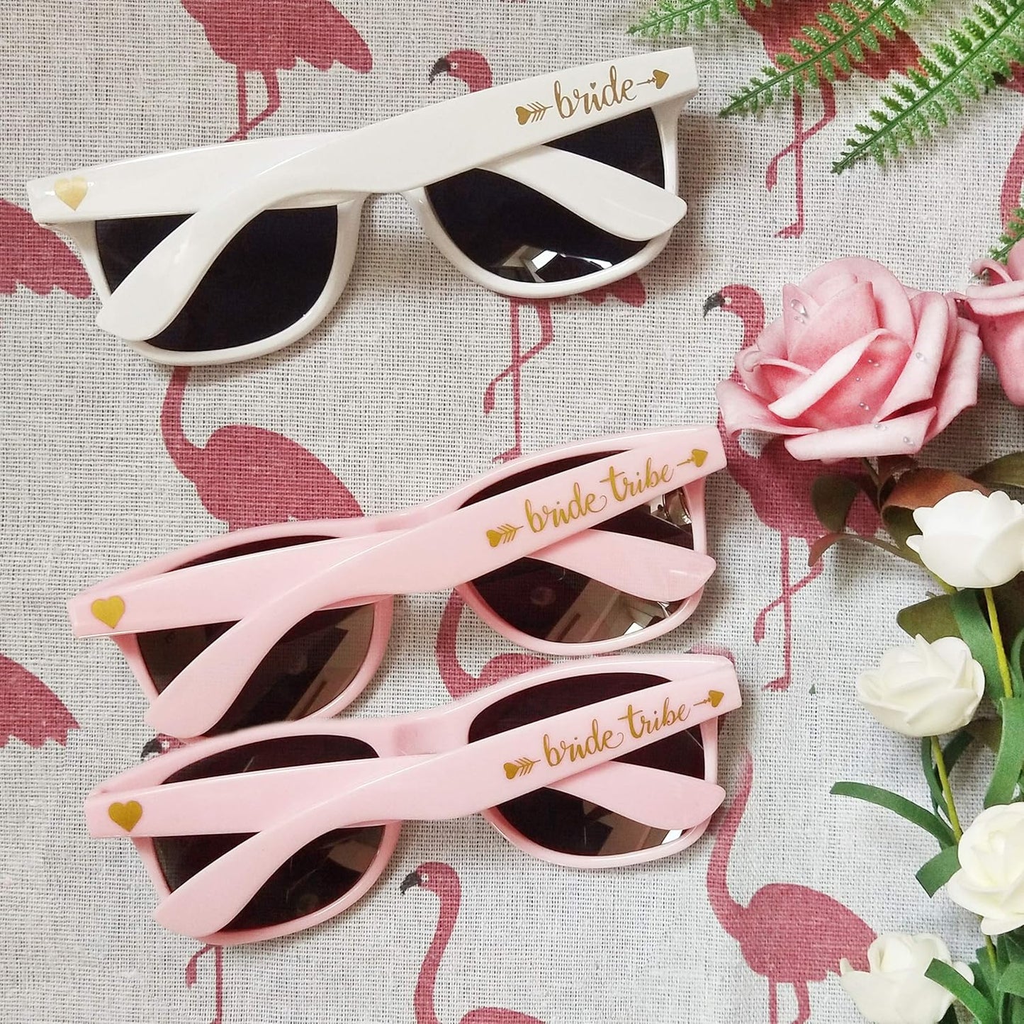 LADY&HOME 10 Pack Bachelorette Party Sunglasses Favors, Bridesmaid and Bride Tribe Sunglasses for Bridal Party, Bridal Shower(Pink)