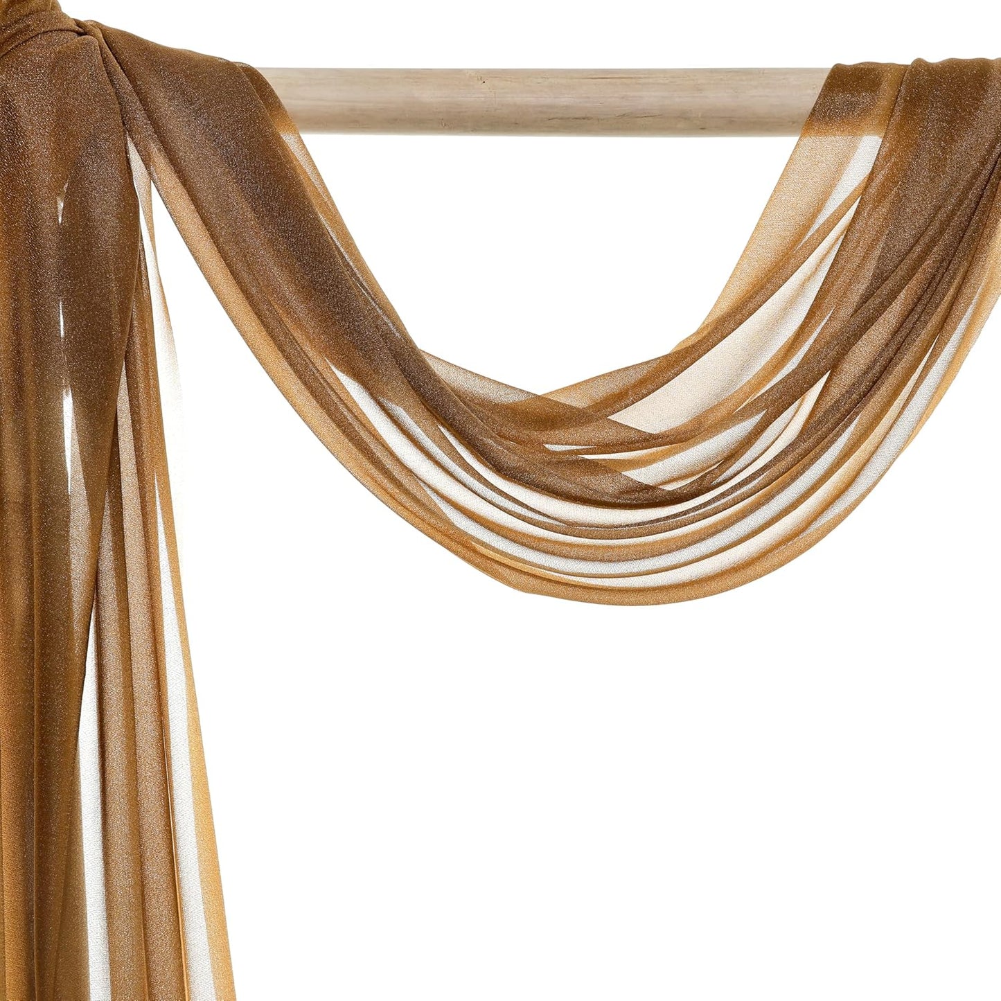 VDS Pack of 1 Panel (30 Inch X 40 Feet) Wedding Arch Draping Fabric Sheer Chiffon Fabric Drapery for Wedding Ceremony Reception Swag Backdrop Canopy Chuppah ARBO Altars Decoration (Mocha)