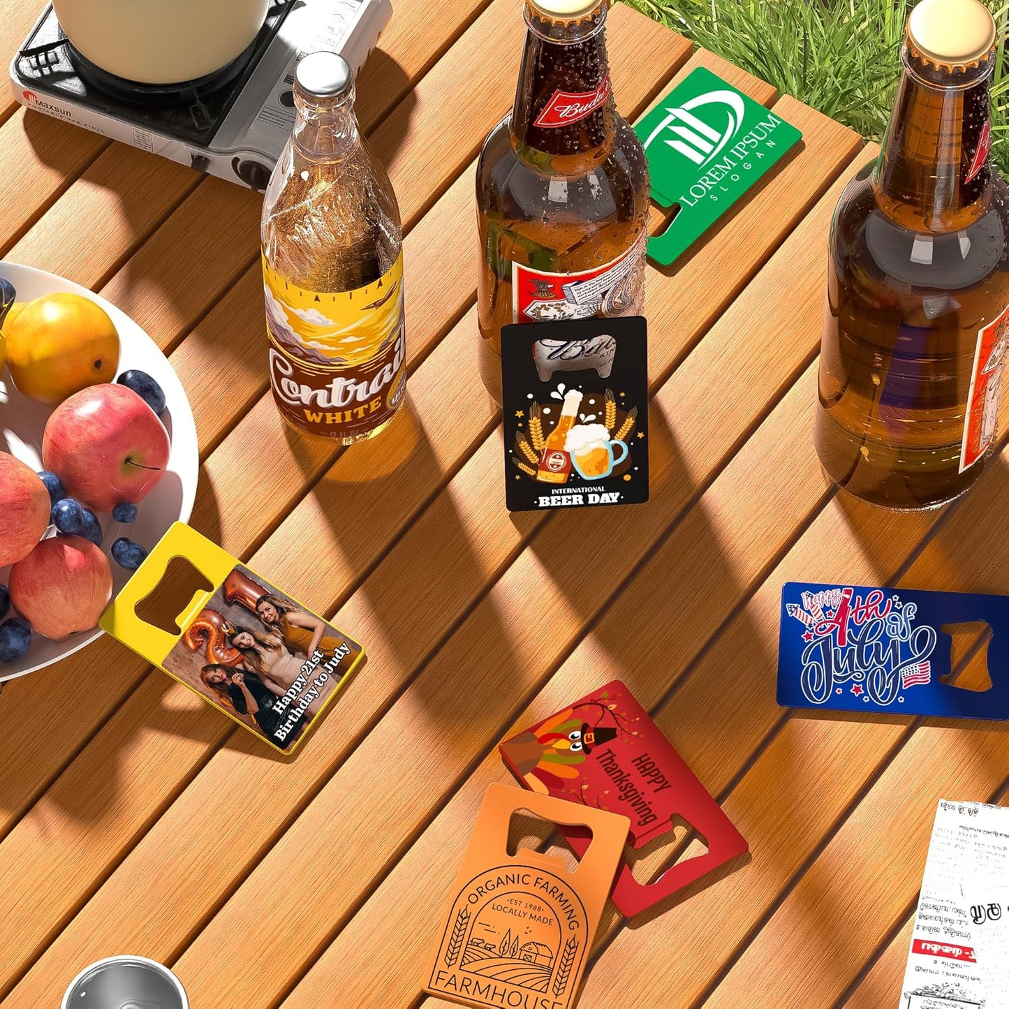 4-100 Pcs Custom Bottle Opener, Personalized Stainless Steel Credit Card Bottle Opener, Full Color Print Custom Beer Can Opener Bulk for Bar, Wedding Favors, Party, Promotion, Groomsmen Gift (Blue)