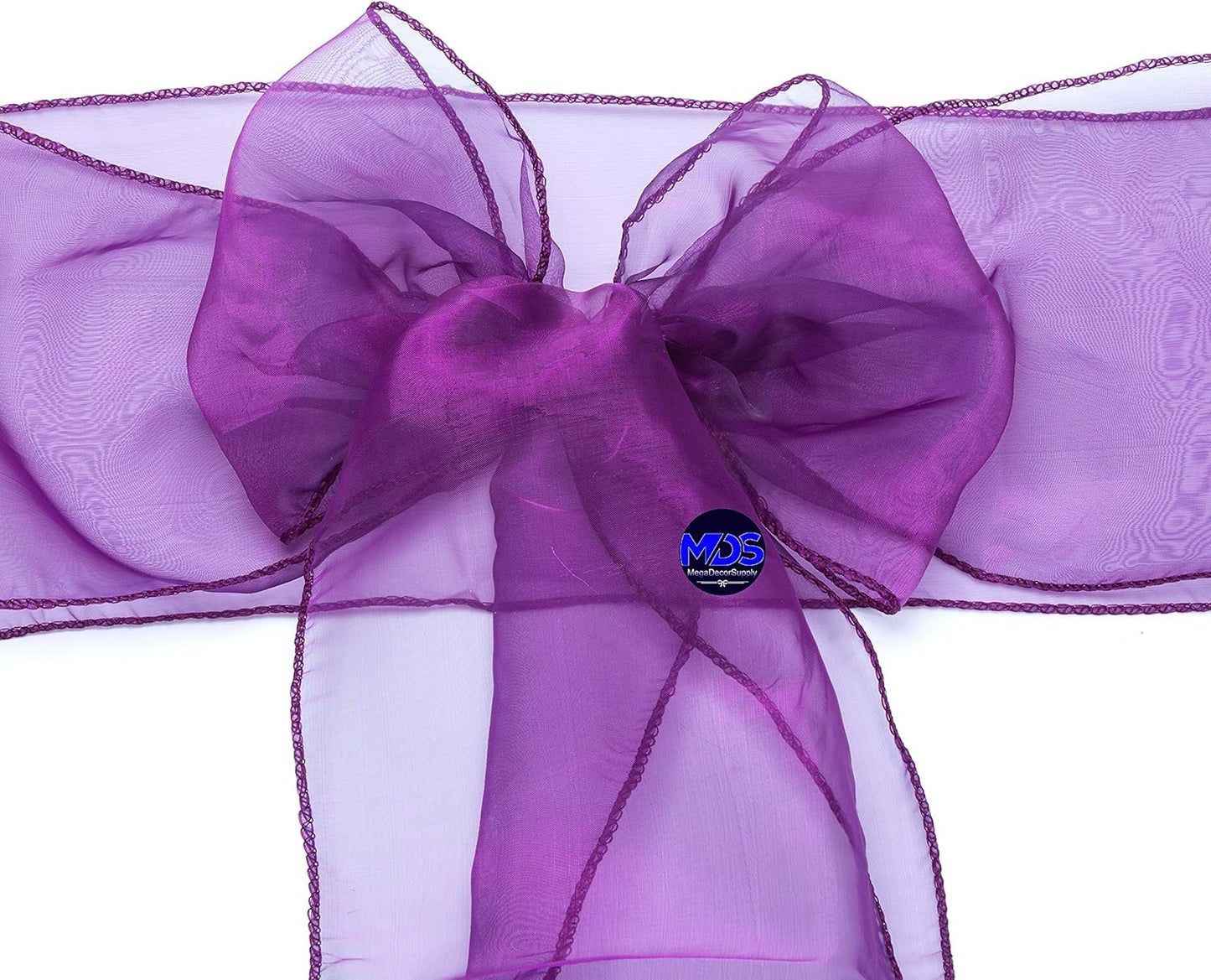 MDS Pack of 125 PCS Organza Chair Sashes Wider Dining Chair Bows Ribbon Tie Back for Wedding Party Birthday Bridal Shower Reception Event Banquet Home Chair Cover Decoration - Dark Purple