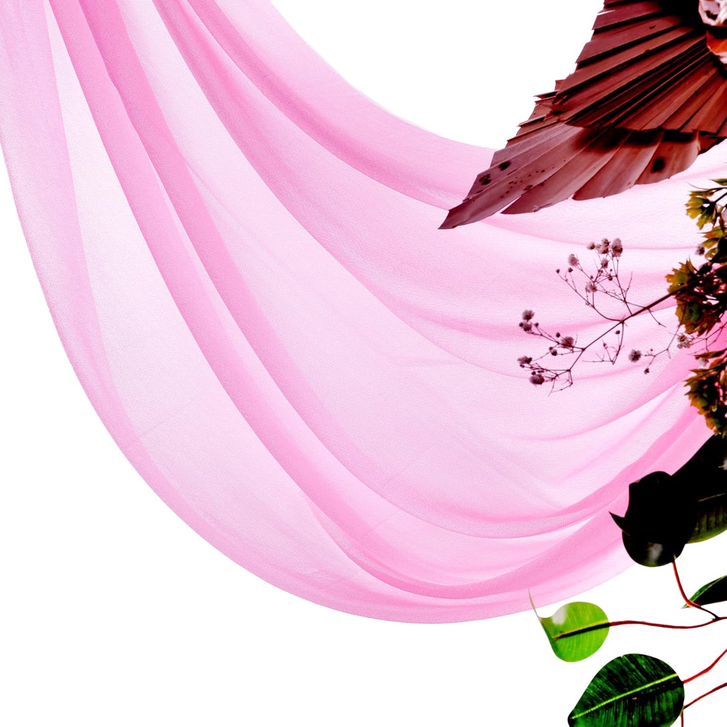 VDS Pack of 2 Panel (30 Inch X 50 Feet) Wedding Arch Draping Fabric Sheer Chiffon Fabric Drapery for Wedding Ceremony Reception Swag Backdrop Canopy Chuppah ARBO Altars Decoration (Bubblegum)