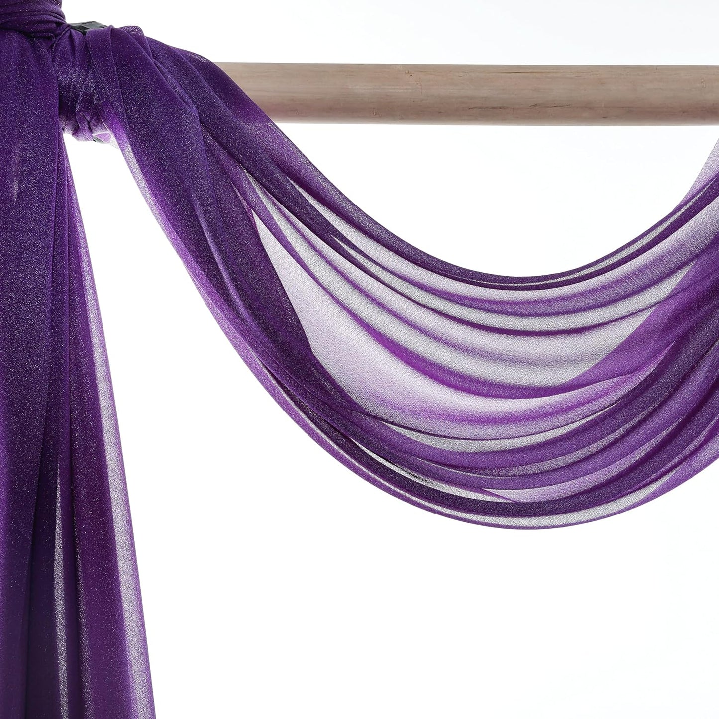 VDS Pack of 1 Panel (30 Inch X 50 Feet) Wedding Arch Draping Fabric Sheer Chiffon Fabric Drapery for Wedding Ceremony Reception Swag Backdrop Canopy Chuppah ARBO Altars Decoration (Purple)
